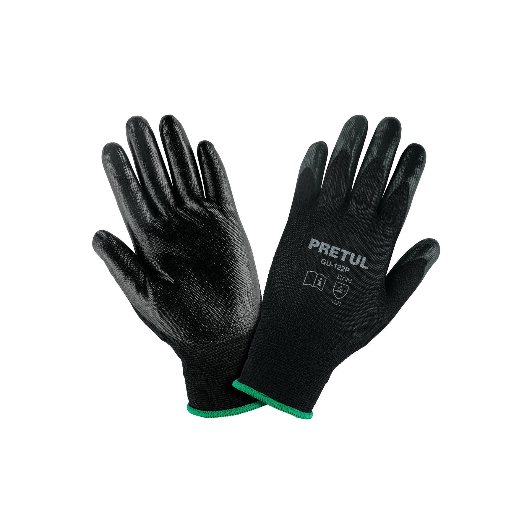 Pretul GU-122P Guante Pretul de nylon recubierto de nitrilo, mediano, color, Mediana, pack of/paquete de 1
