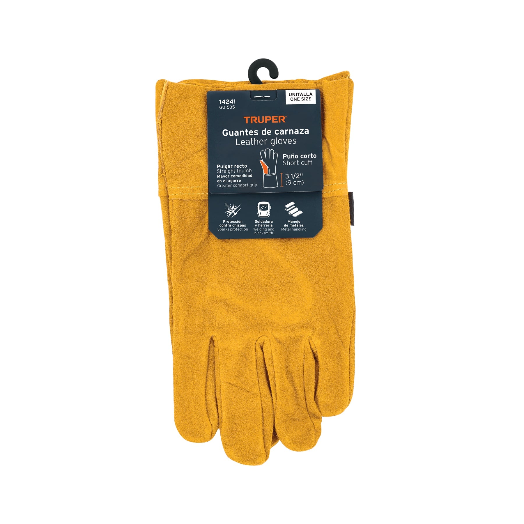 Truper GU-535, Guantes de carnaza, para argonero, puño de seguridad, corto
