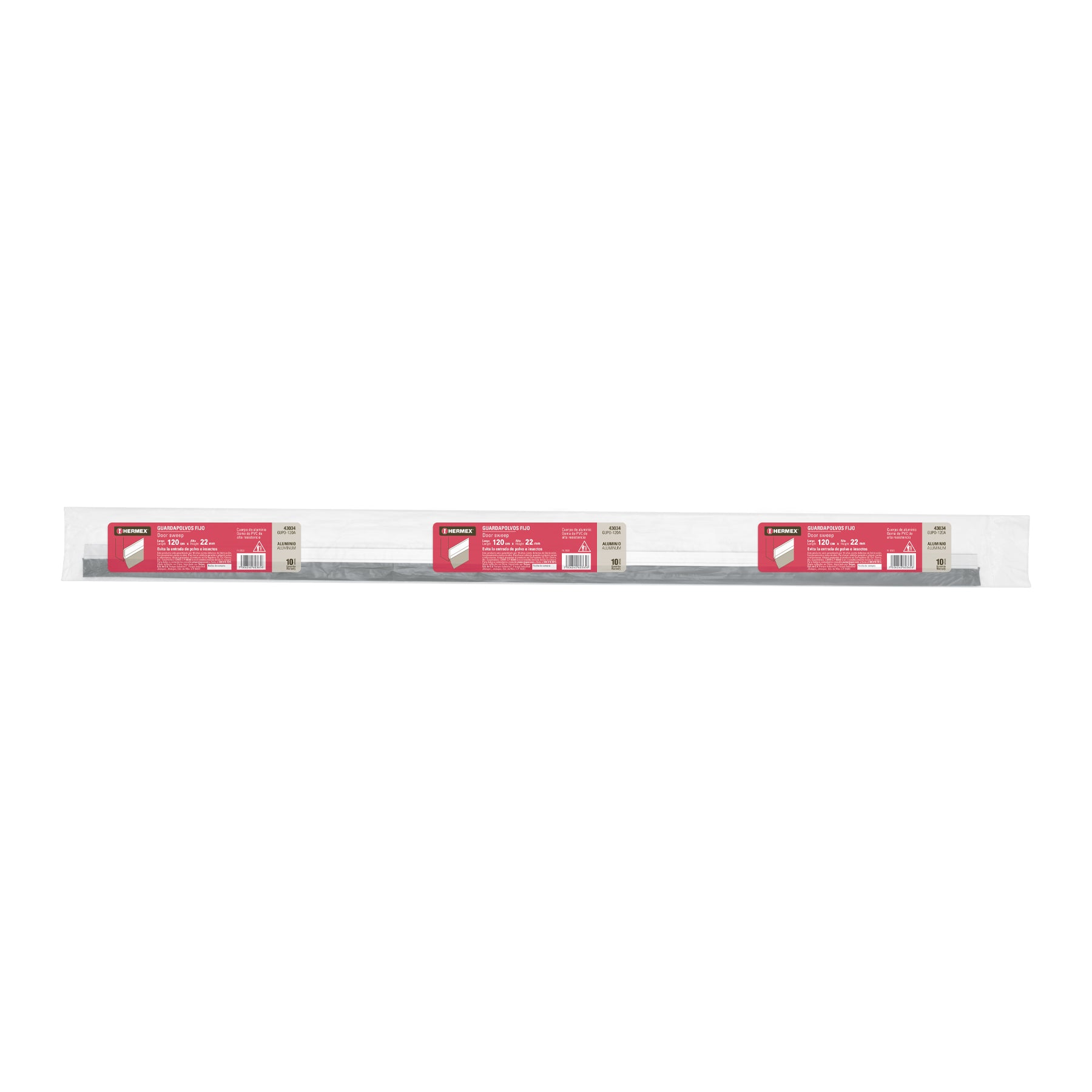 Hermex GUPO-120A, Guardapolvo fijo de 120 cm, aluminio, 1 pieza