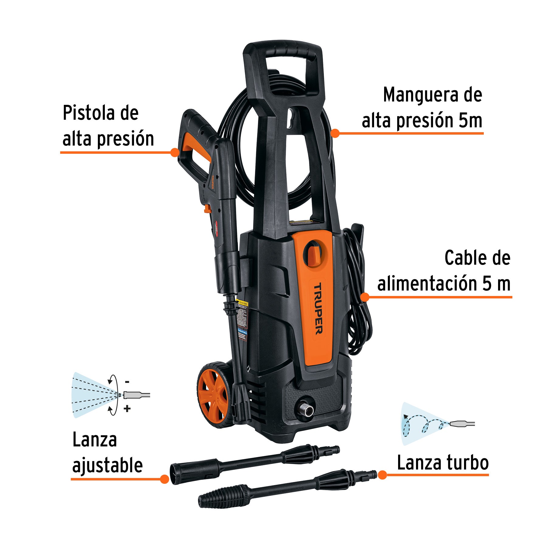 Hidrolavadora eléctrica 1800 PSI, TRUPER HILA-1800