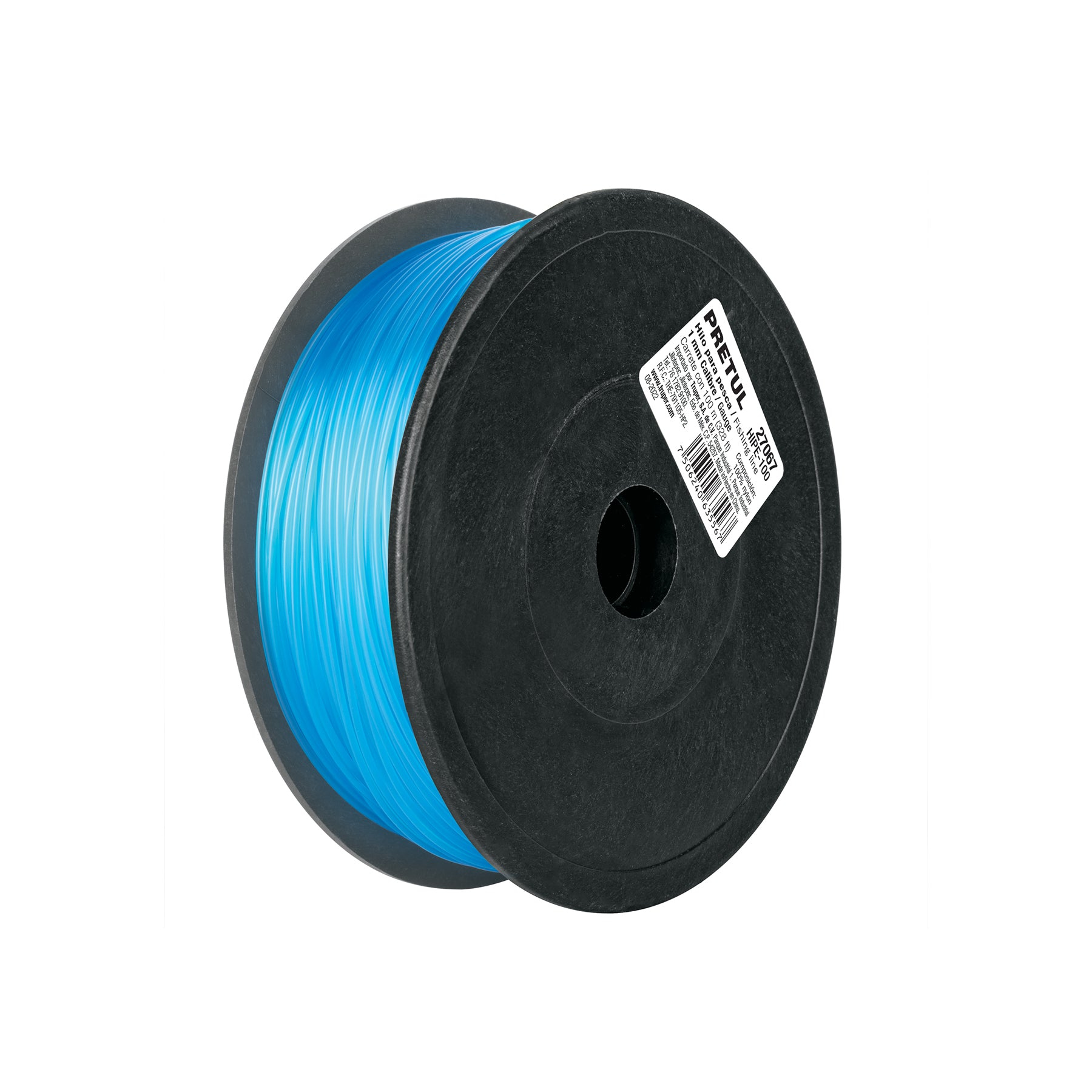 Pretul HIPE-100, Carrete con 100 m de hilo para pesca calibre 1.00 mm azul