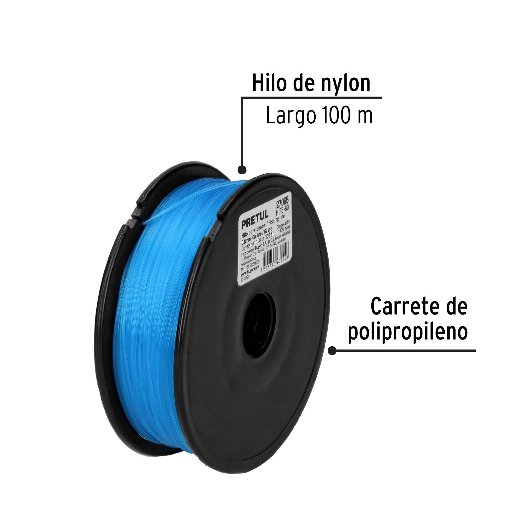 Pretul HIPE-80 Hilo para pesca calibre 0.8 mm carrete con 100 m alta durabilidad