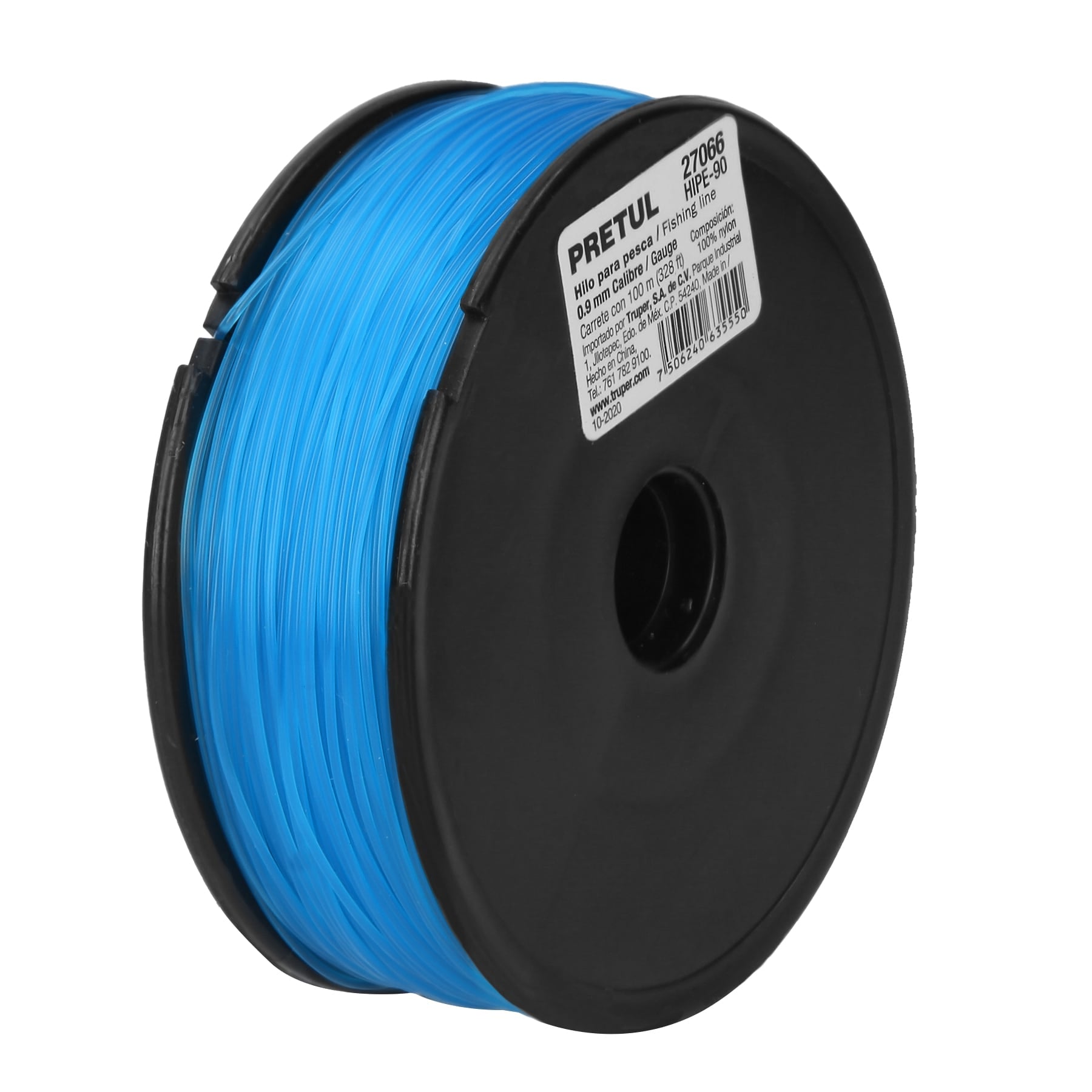 Pretul HIPE-90, Carrete con 100 m de hilo para pesca calibre 0.9 mm color azul