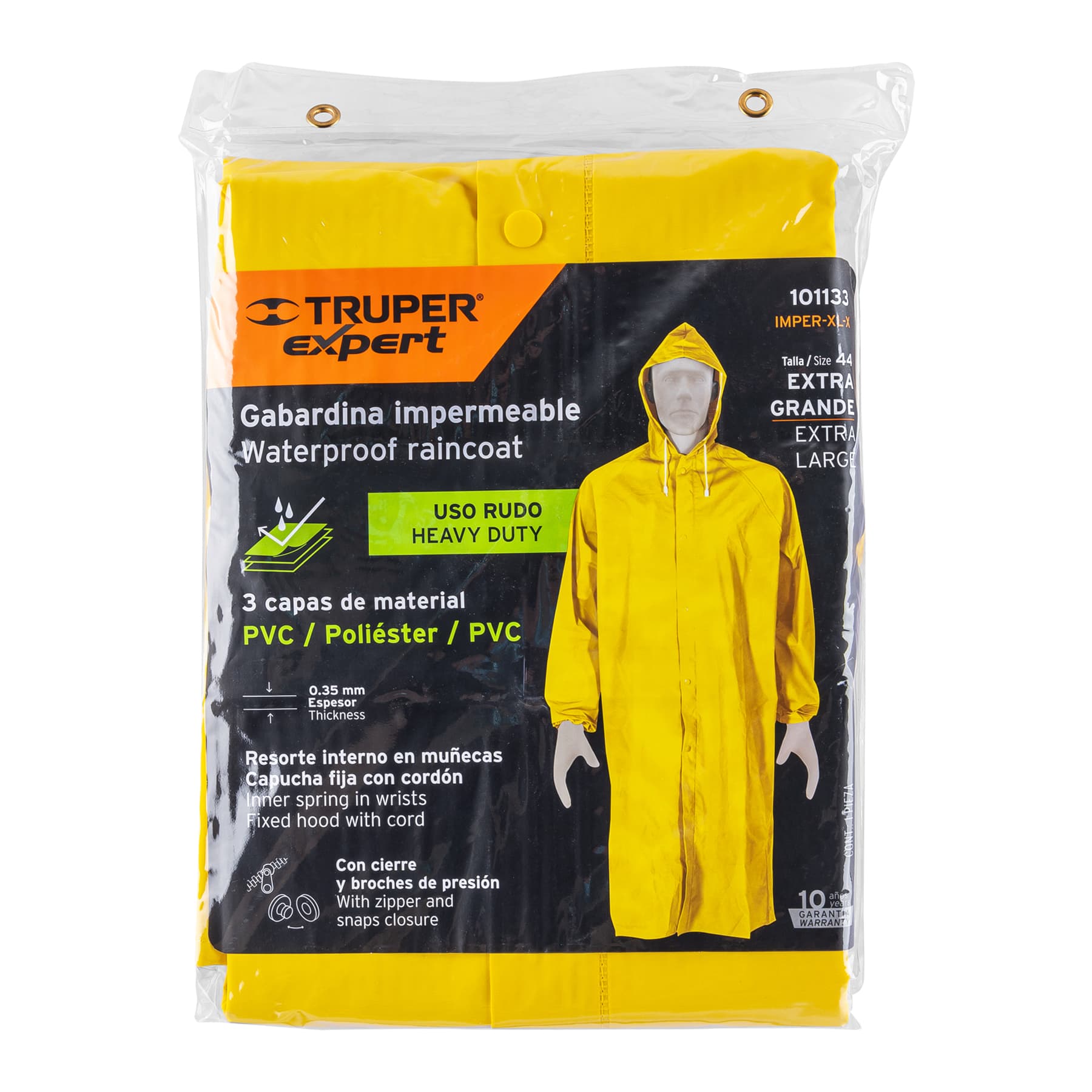 Truper Expert IMPER-XL-X, Gabardina impermeable triple capa talla XG