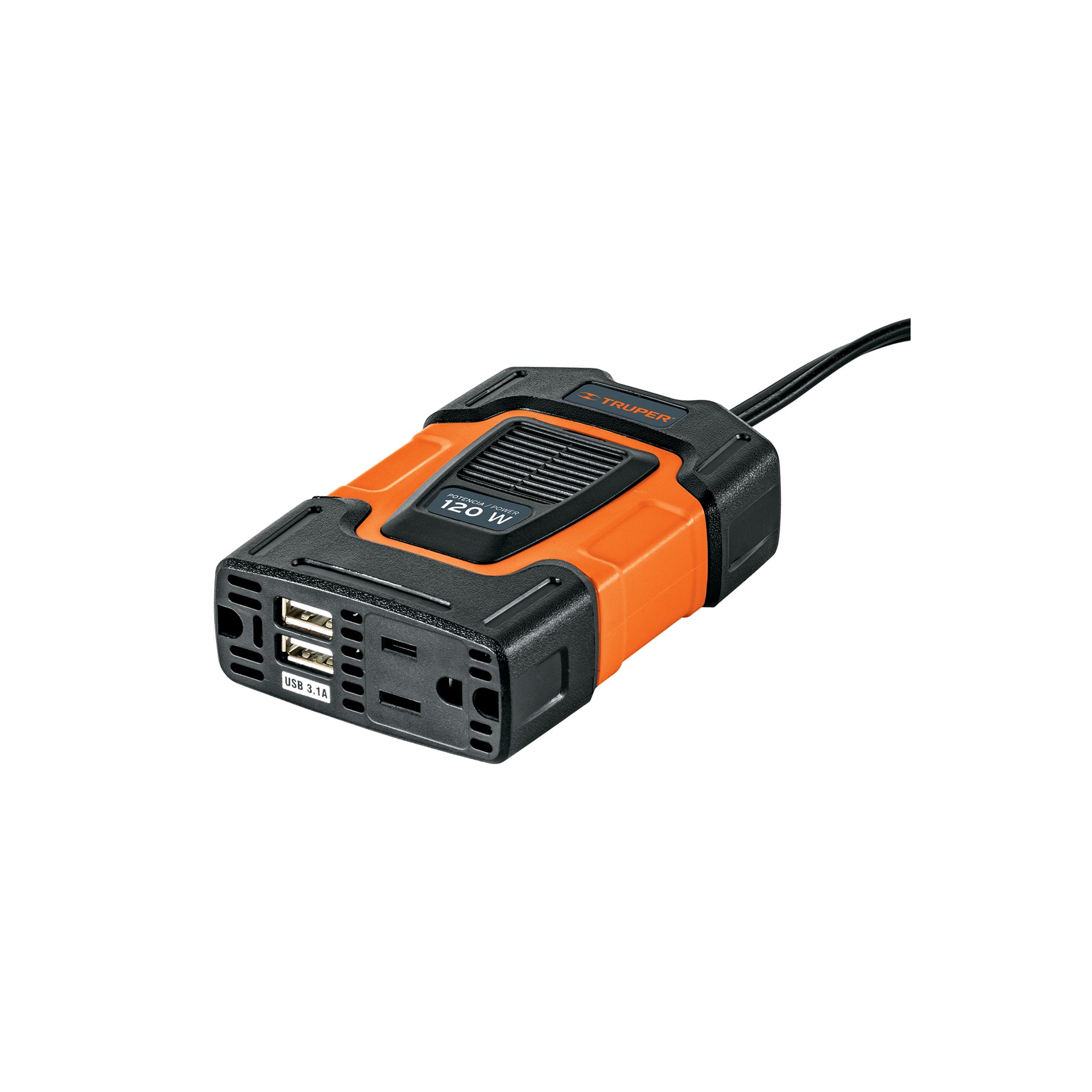 Truper INCO-100, Inversor de corriente con puertos USB, 120 W