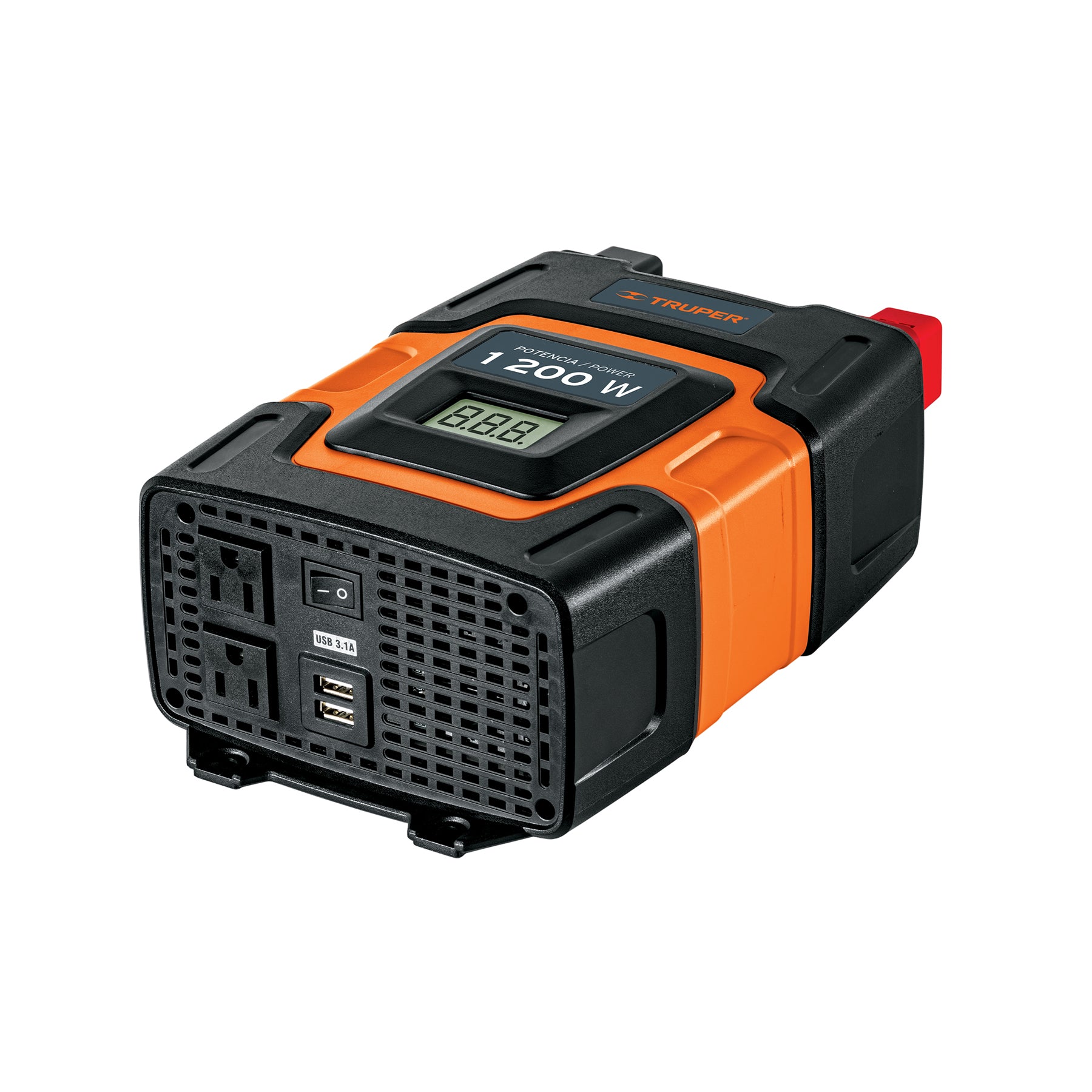 Truper INCO-1000, Inversor de corriente con puertos USB, 1200 W