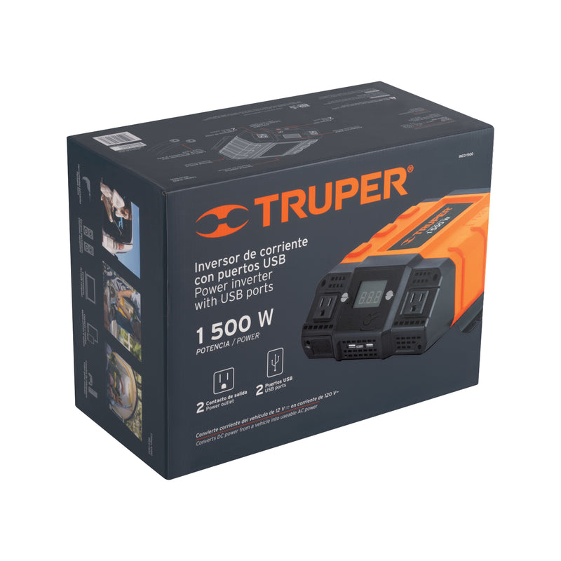 Truper INCO-1500, Inversor de corriente de 1500 W - Carzamo.com