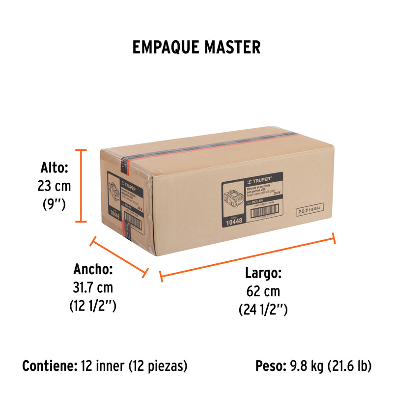 Truper INCO-200, Inversor de corriente con puertos USB, 200 W - Carzamo.com