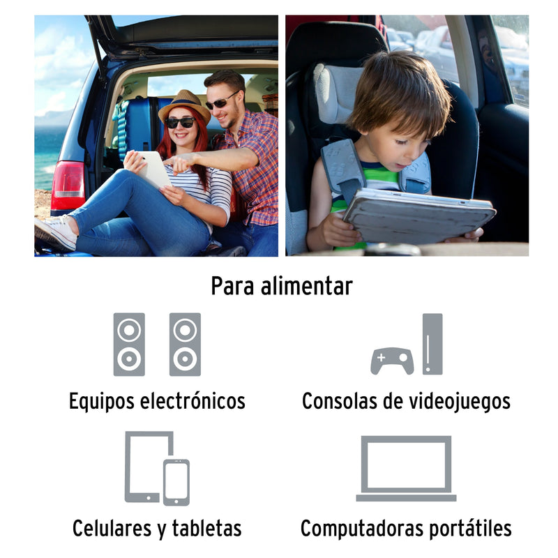 Truper INCO-200, Inversor de corriente con puertos USB, 200 W - Carzamo.com