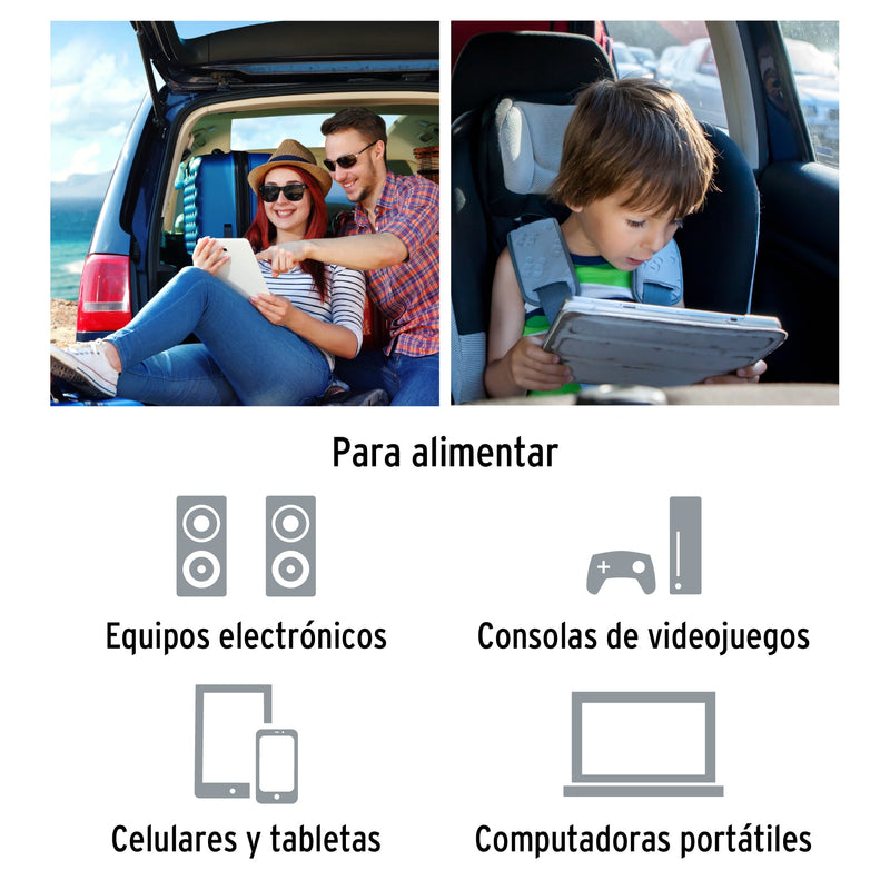 Truper INCO-400, Inversor de corriente 400 W, con adaptador de caiman - Carzamo.com