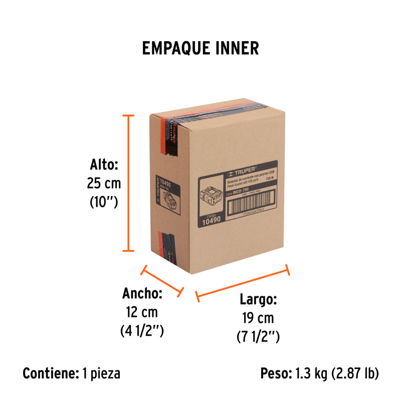 Truper INCO-750, Inversor de corriente de 750 W - Carzamo.com