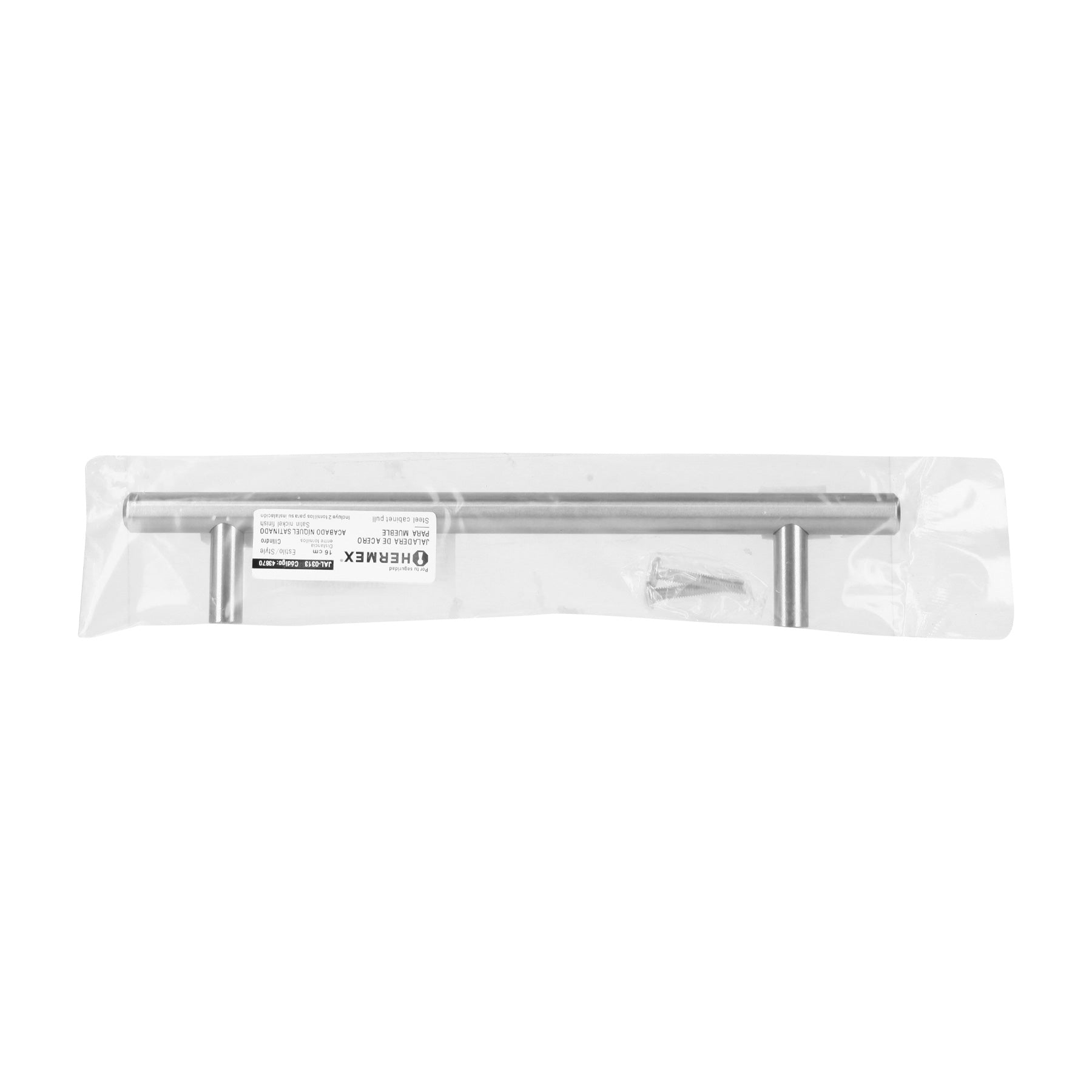 Hermex JAL-0313, Jaladera estilo Cilindro, níquel satinado, 16 cm