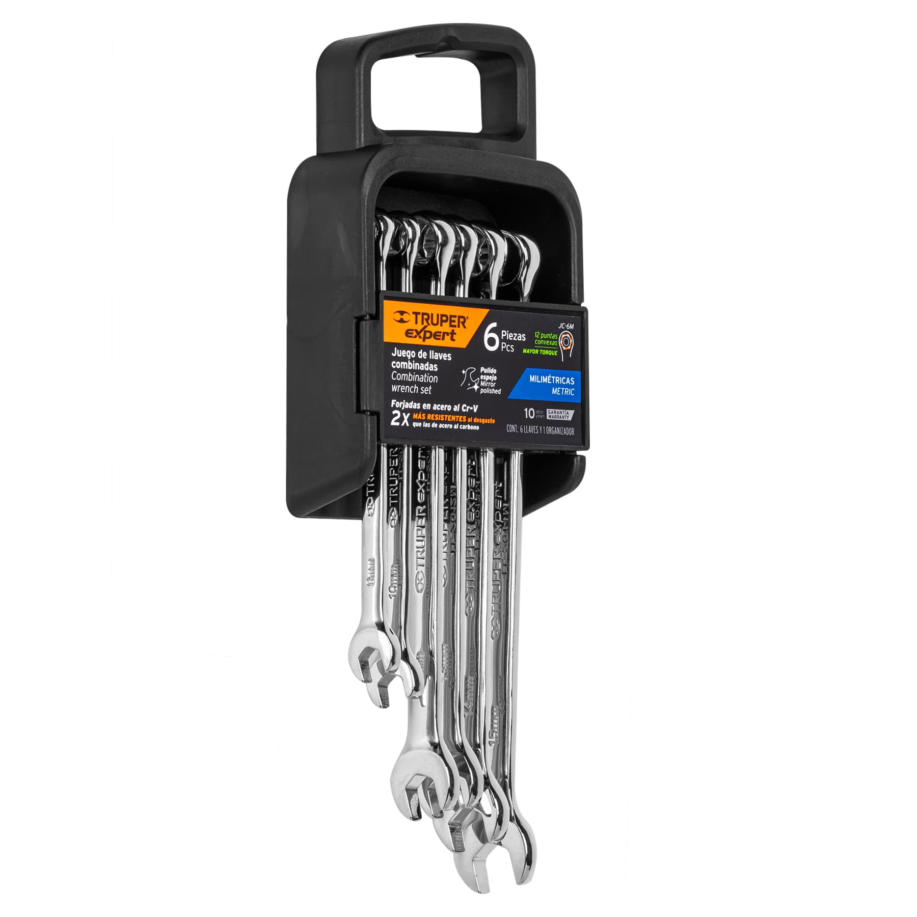 Truper Expert JC-6M, Juego de llaves combinadas, 6 piezas, pulidas, milimétricas