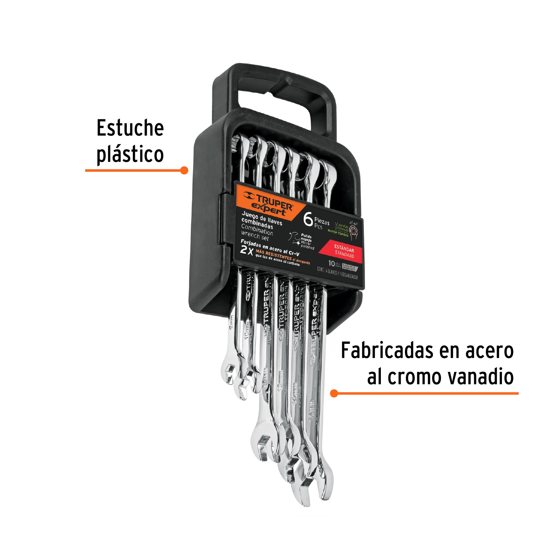 Truper Expert JC-6P, Juego de llaves combinadas, 6 piezas, pulidas
