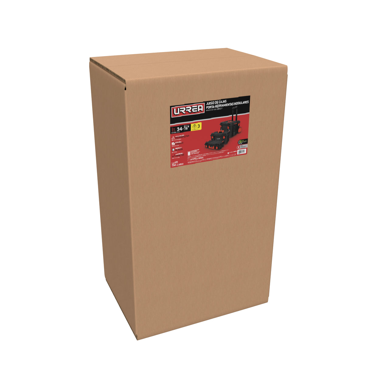 Juego de cajas modulares plásticas color negro 22", 3 piezas Urrea