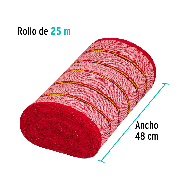 Rollo de Jerga Roja Klintek JER-25R Sarga Gruesa 25 m para Limpieza General - Carzamo.com