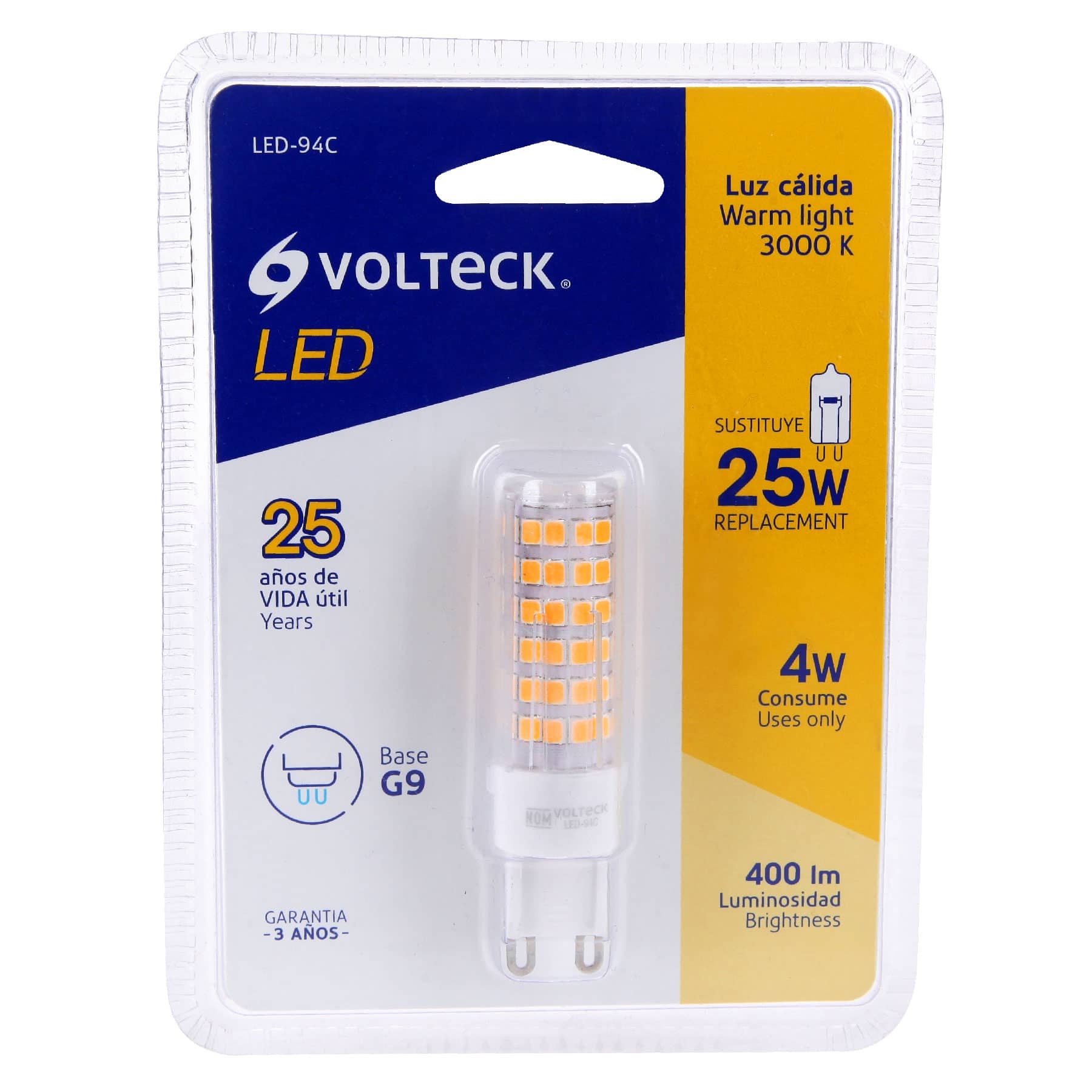 Volteck LED-94C, Lámpara de LED tipo cápsula 4 W base G9 luz cálida