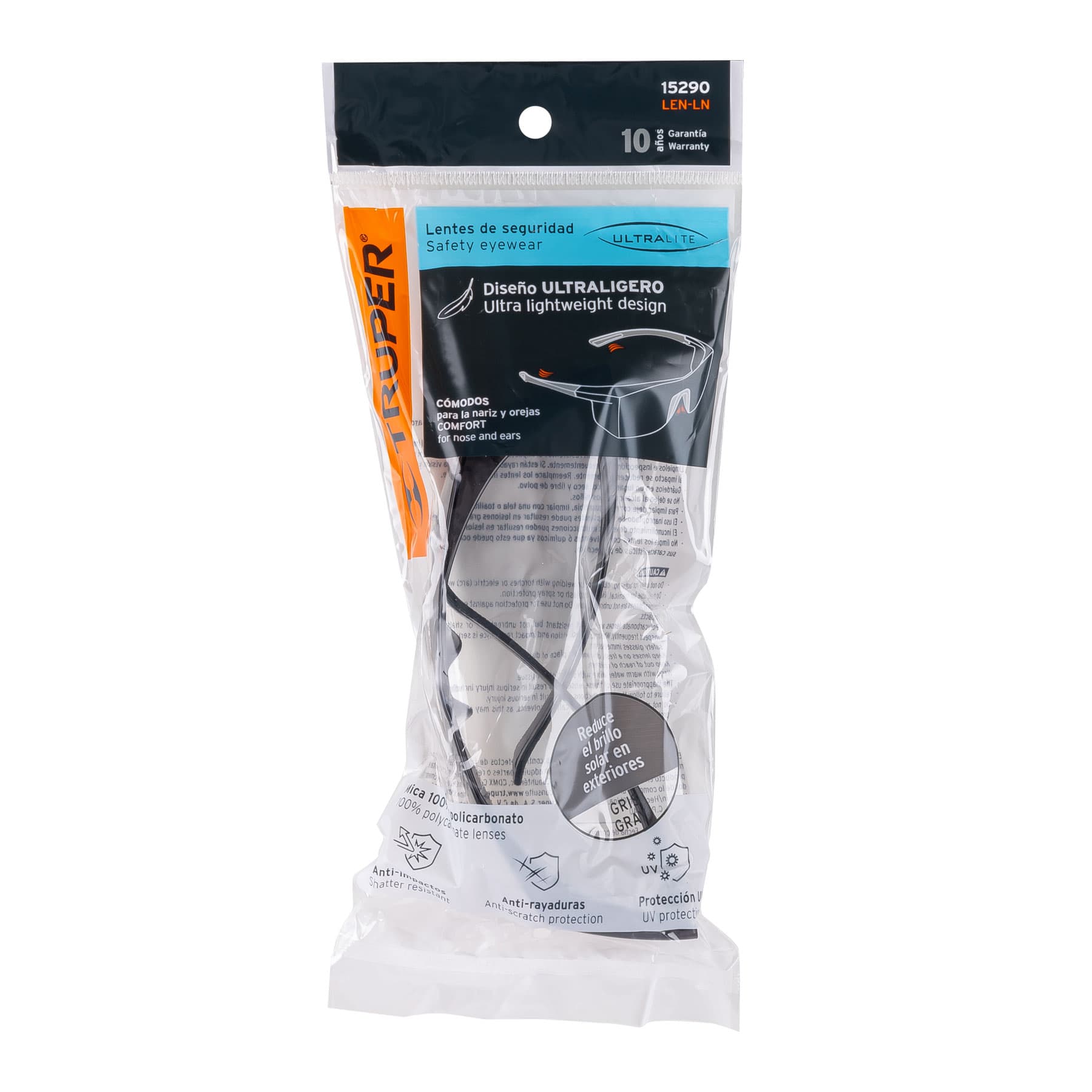 Truper LEN-LN, Lentes de seguridad, mica gris, Ultralite