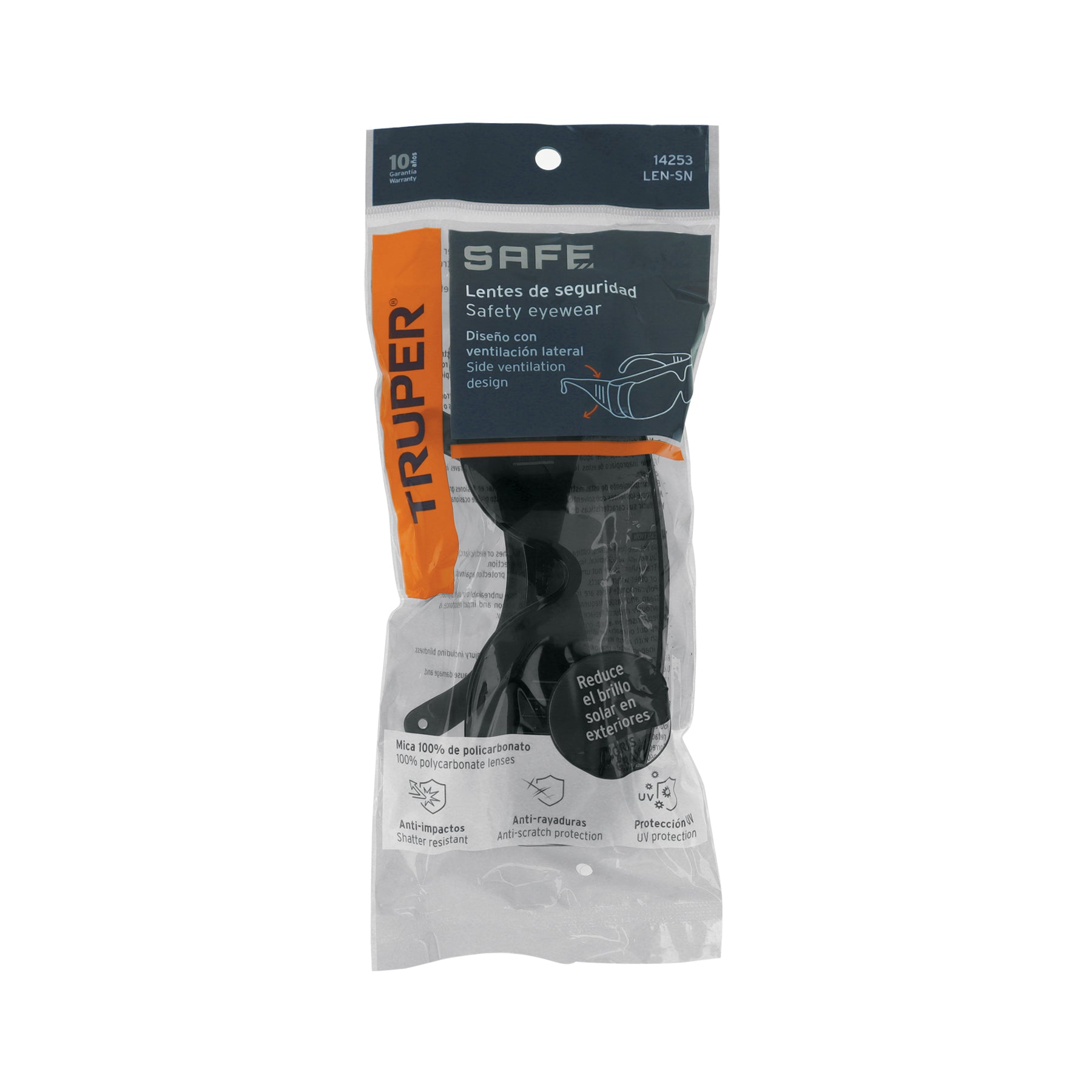 Truper LEN-SN, Lentes de seguridad, mica gris, Safe