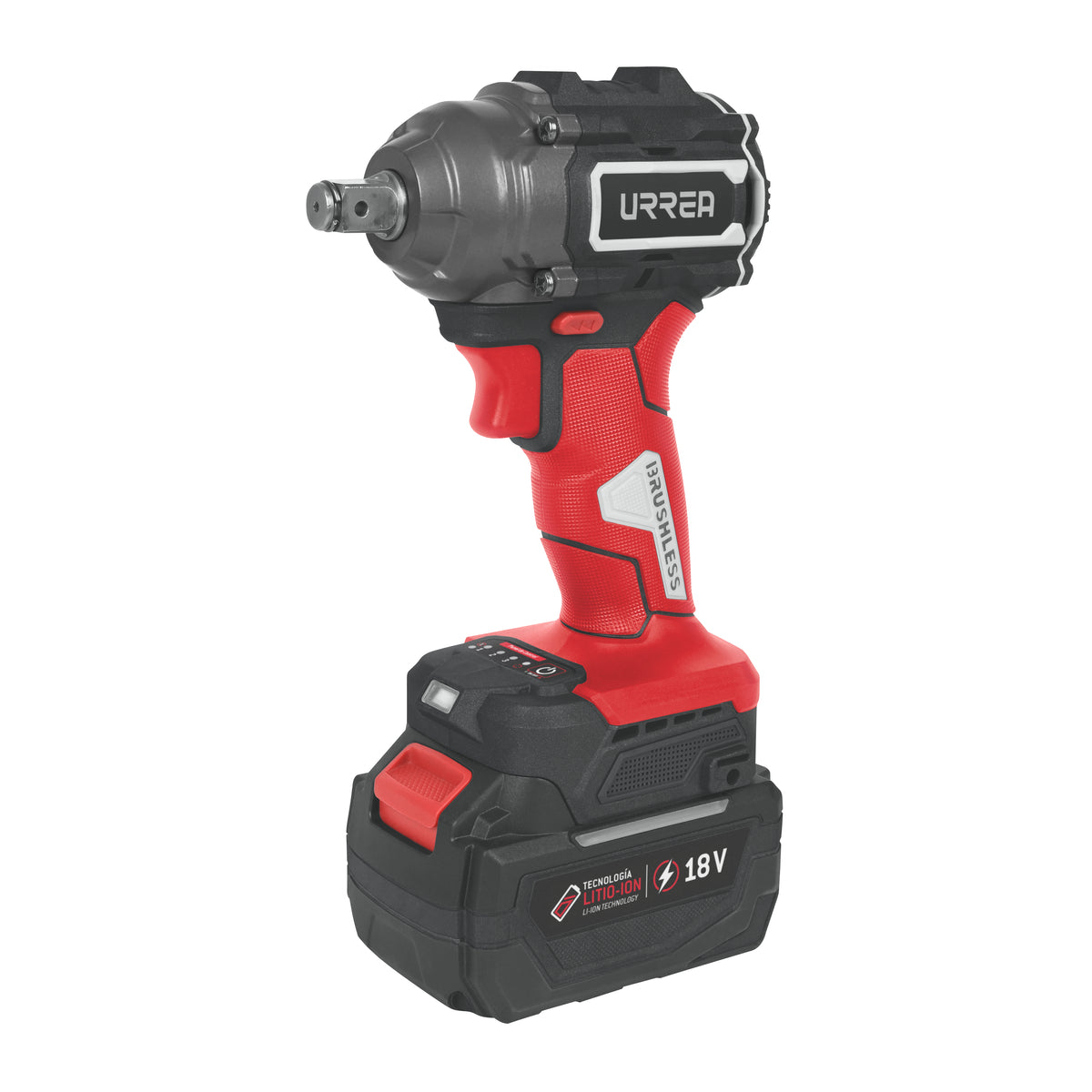 Pistola de impacto 1/2" batería Litio-ion 18 V, 450 Nm Urrea