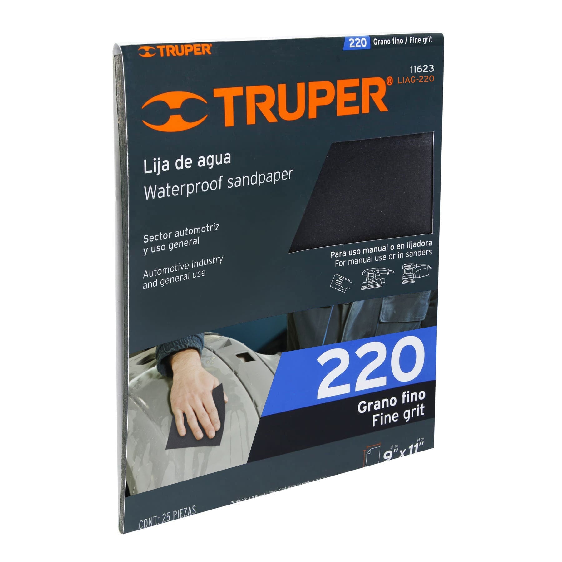 Truper LIAG-220, Lija de agua para uso manual o lijadora, grano 220