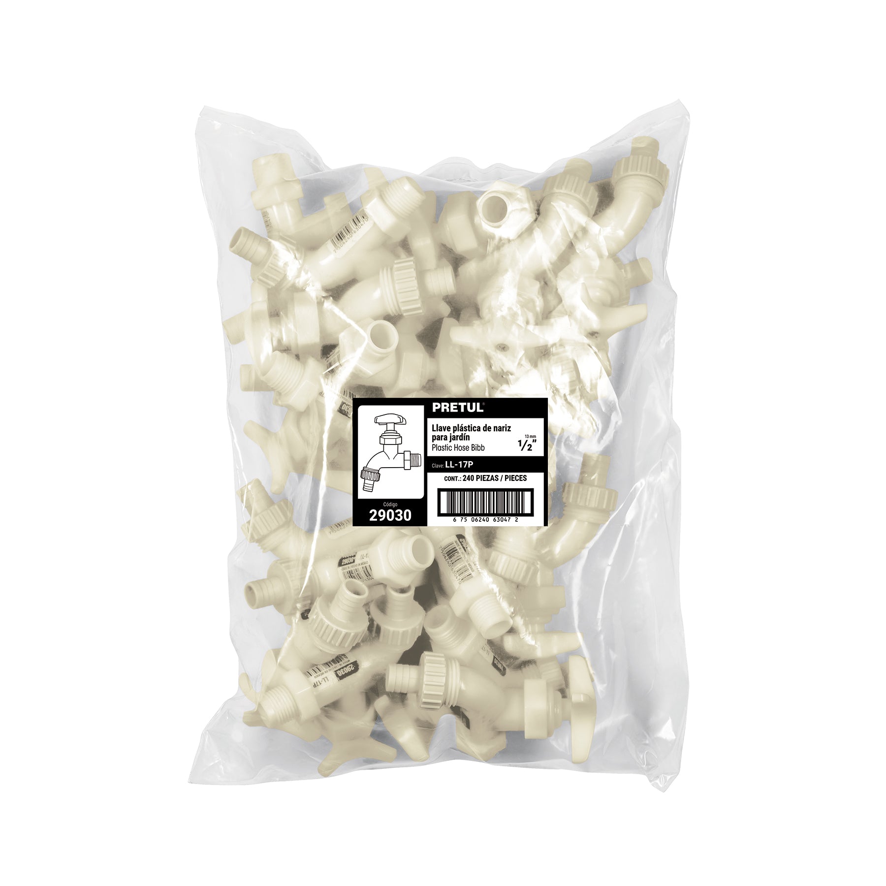 Pretul LL-17P, Llave de nariz para jardín, 59 gr, 1/2″, plástica
