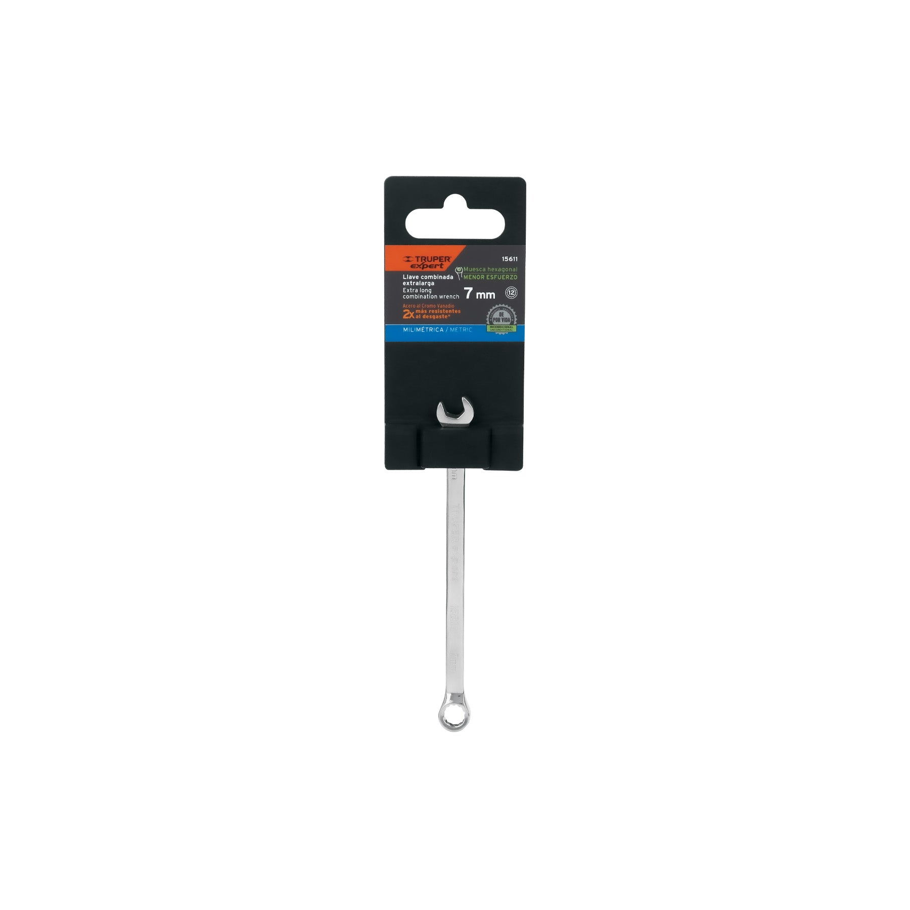 Truper Expert LL-2007M, Llave combinada extralarga, milimétricas 7 mm