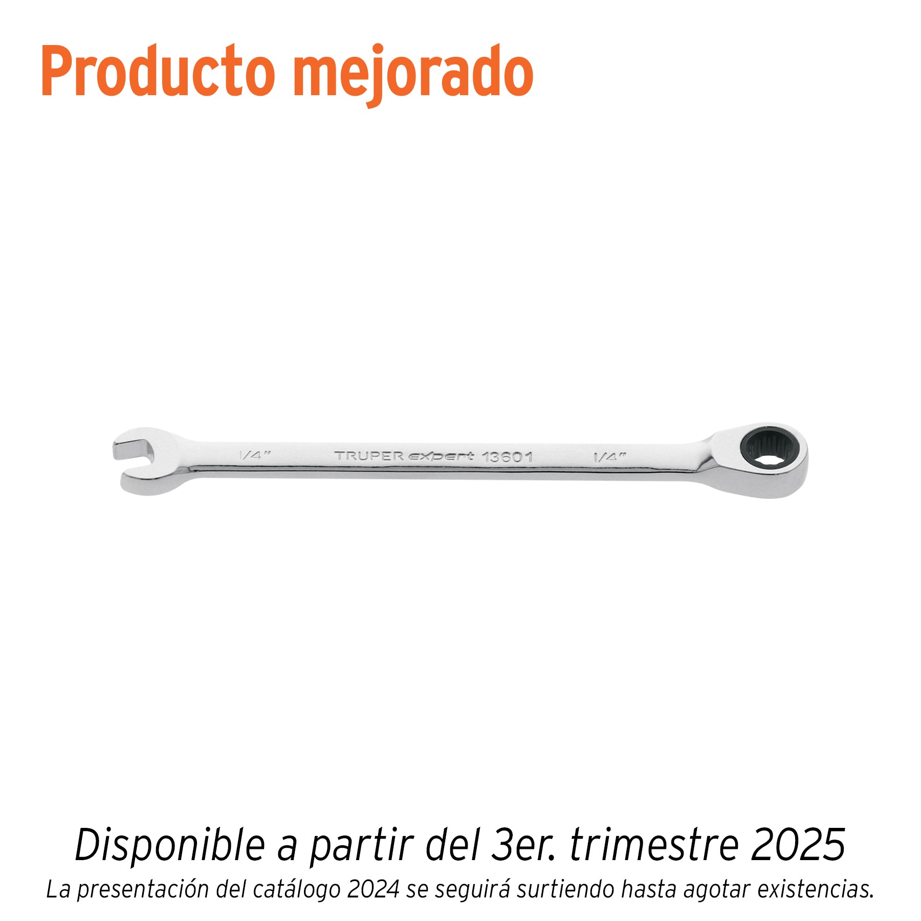 Truper Expert LL-2008X, Llave combinada con matraca 1/4″ x 120 mm largo