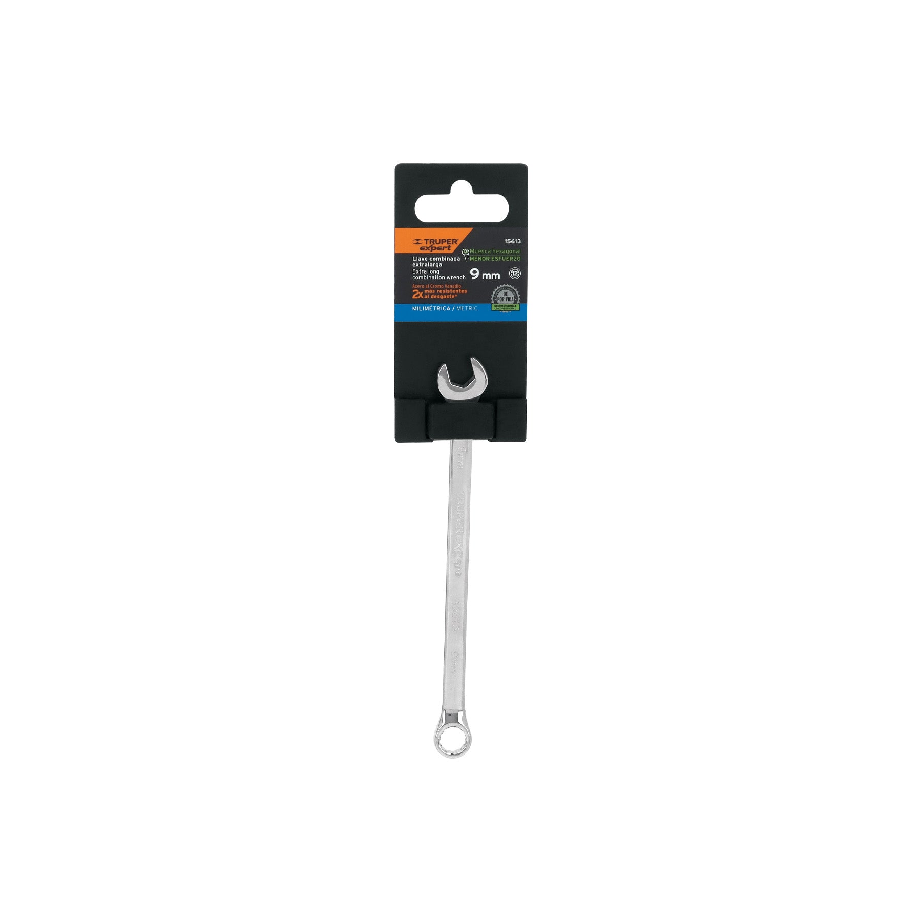 Truper Expert LL-2009M, Llave combinada extralarga, milimétricas 9 mm