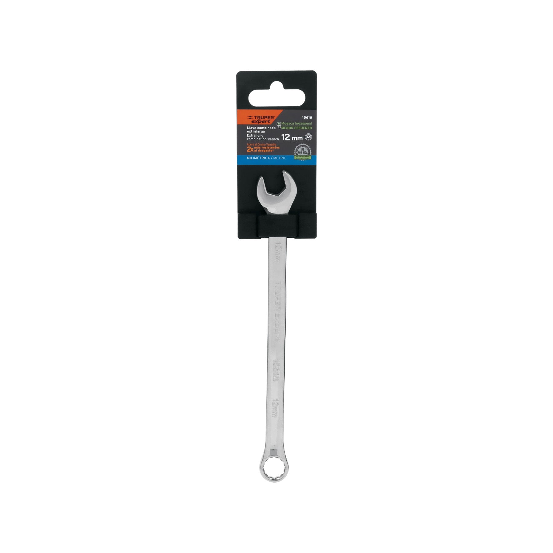 Truper Expert LL-2012M, Llave combinada extralarga, milimétricas 12 mm