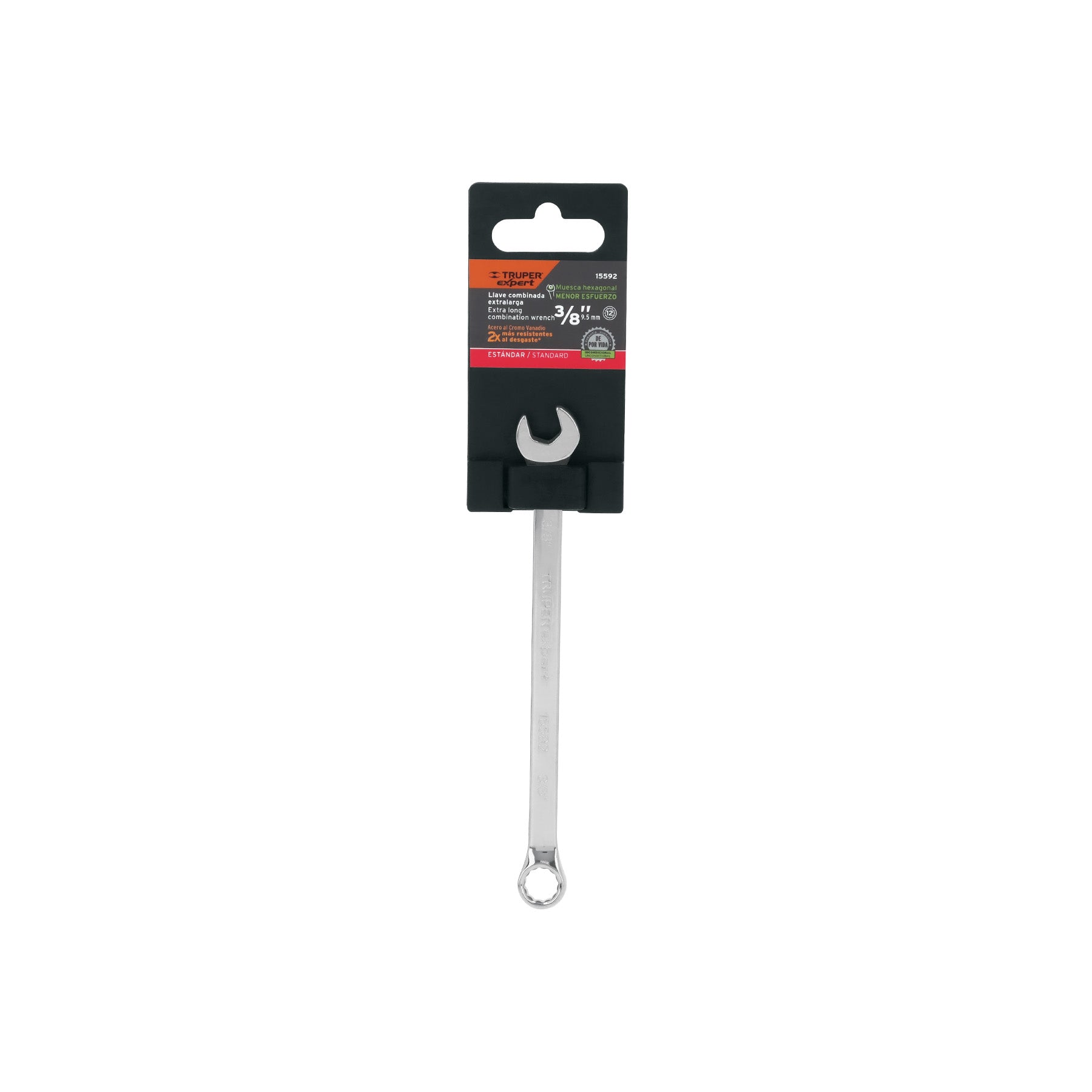 Truper Expert LL-2012, Llave combinada extralarga, estándar 3/8″