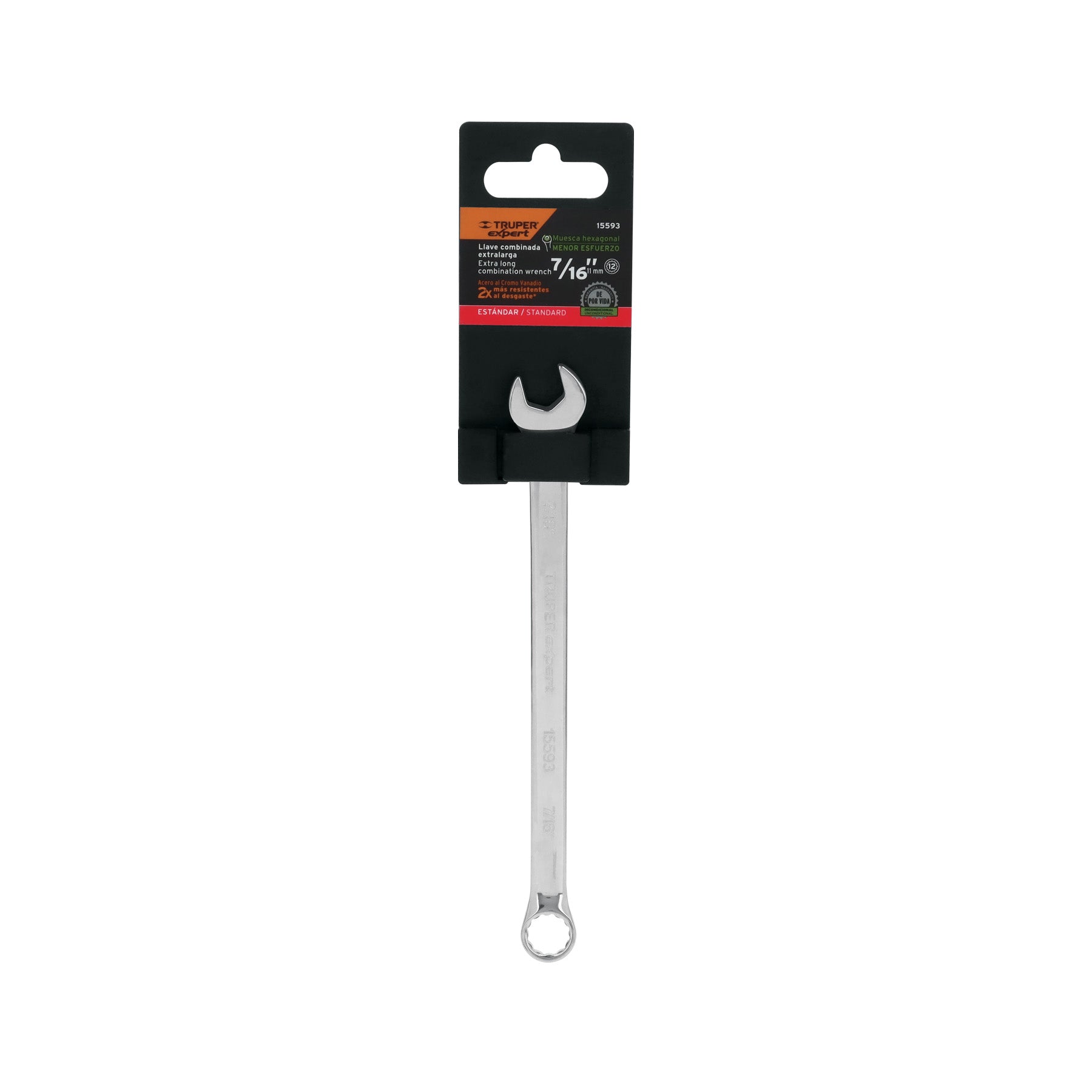 Truper Expert LL-2014, Llave combinada extralarga, estándar 7/16″