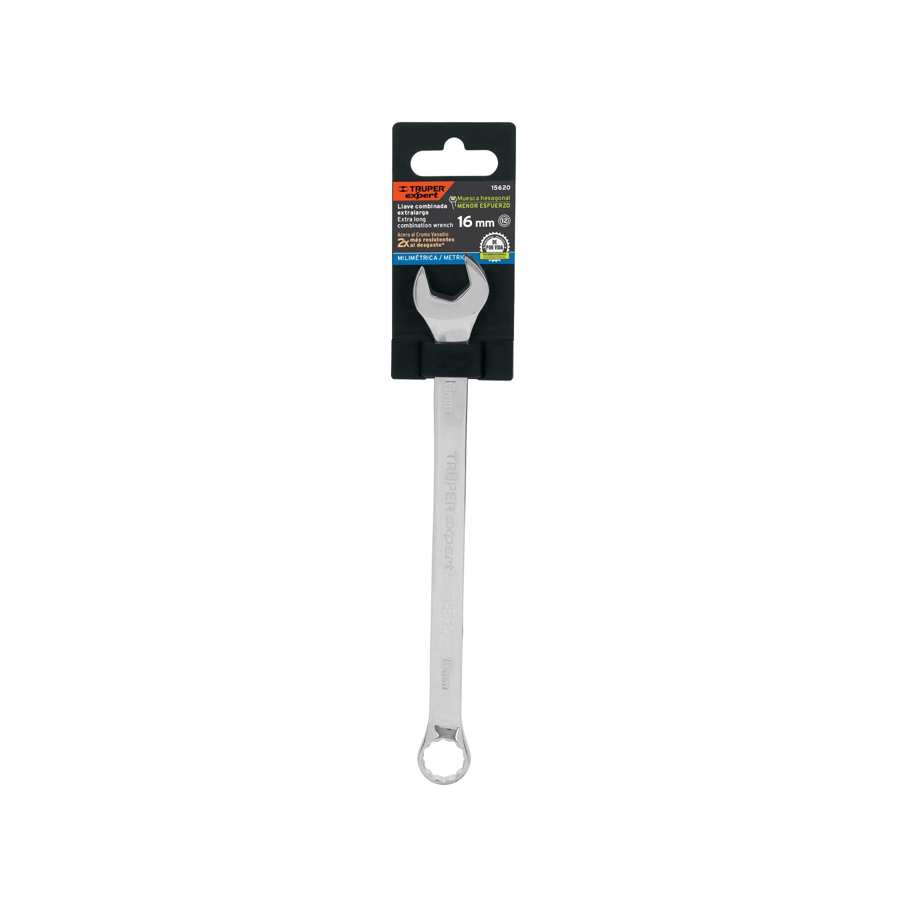 Truper Expert LL-2016M, Llave combinada extralarga, milimétricas 16 mm