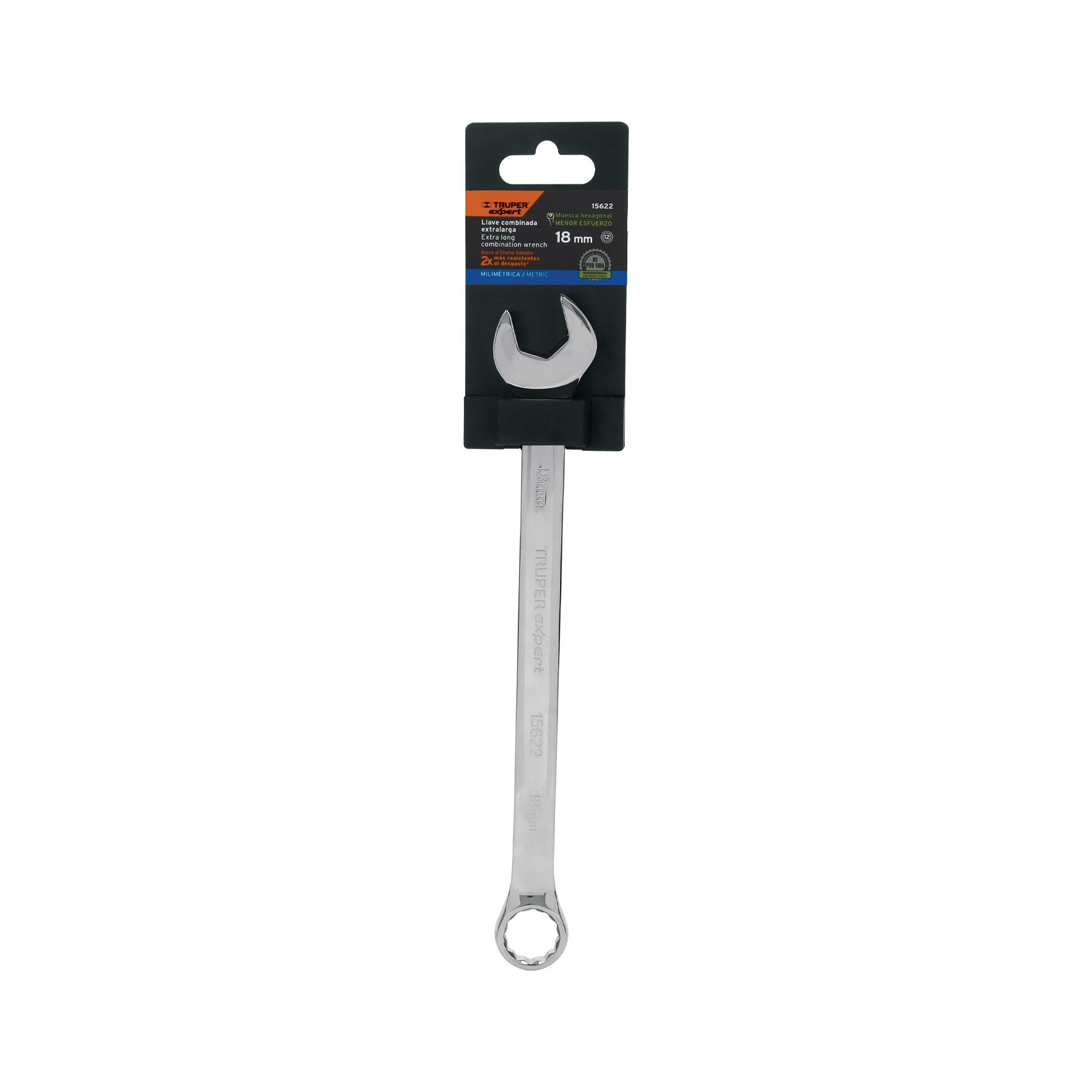 Truper Expert LL-2018M, Llave combinada extralarga, milimétricas 18 mm