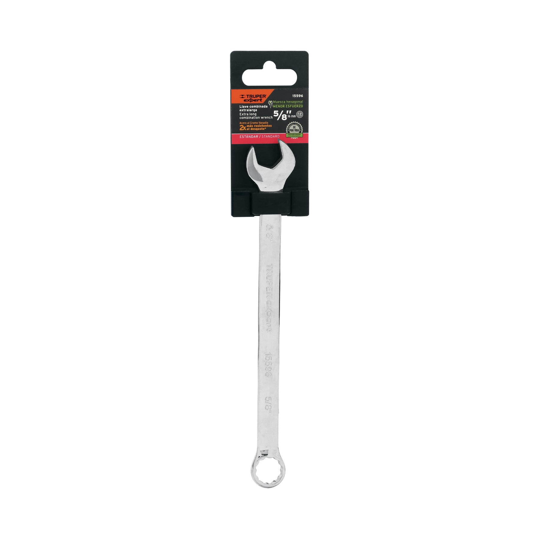 Truper Expert LL-2020, Llave combinada, extralarga, 5/8″ x 240 mm