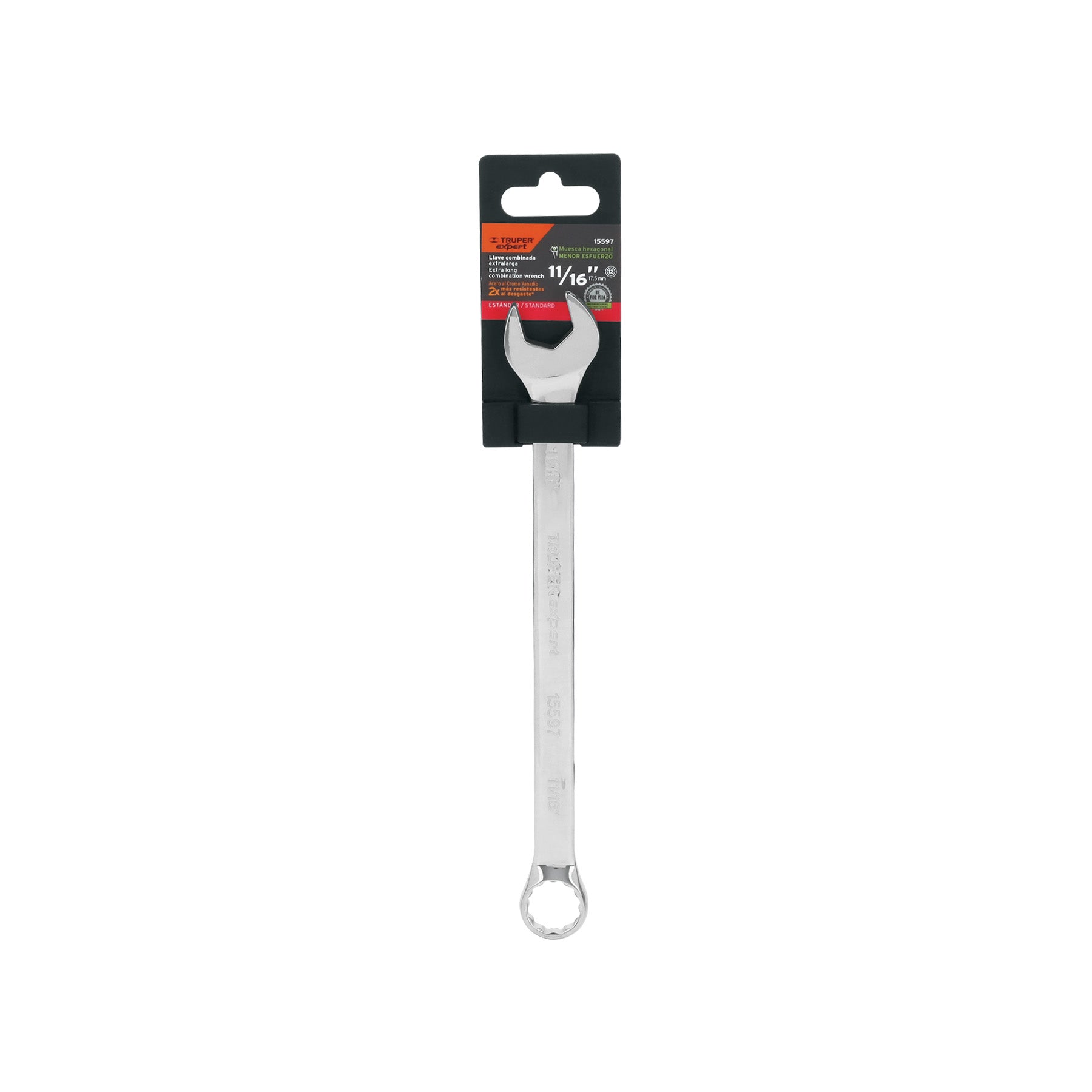 Truper Expert LL-2022, Llave combinada extralarga, estándar 11/16″