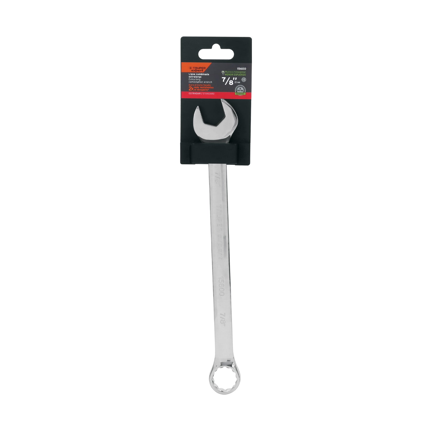 Truper Expert LL-2028, Llave combinada extralarga, estándar 7/8″