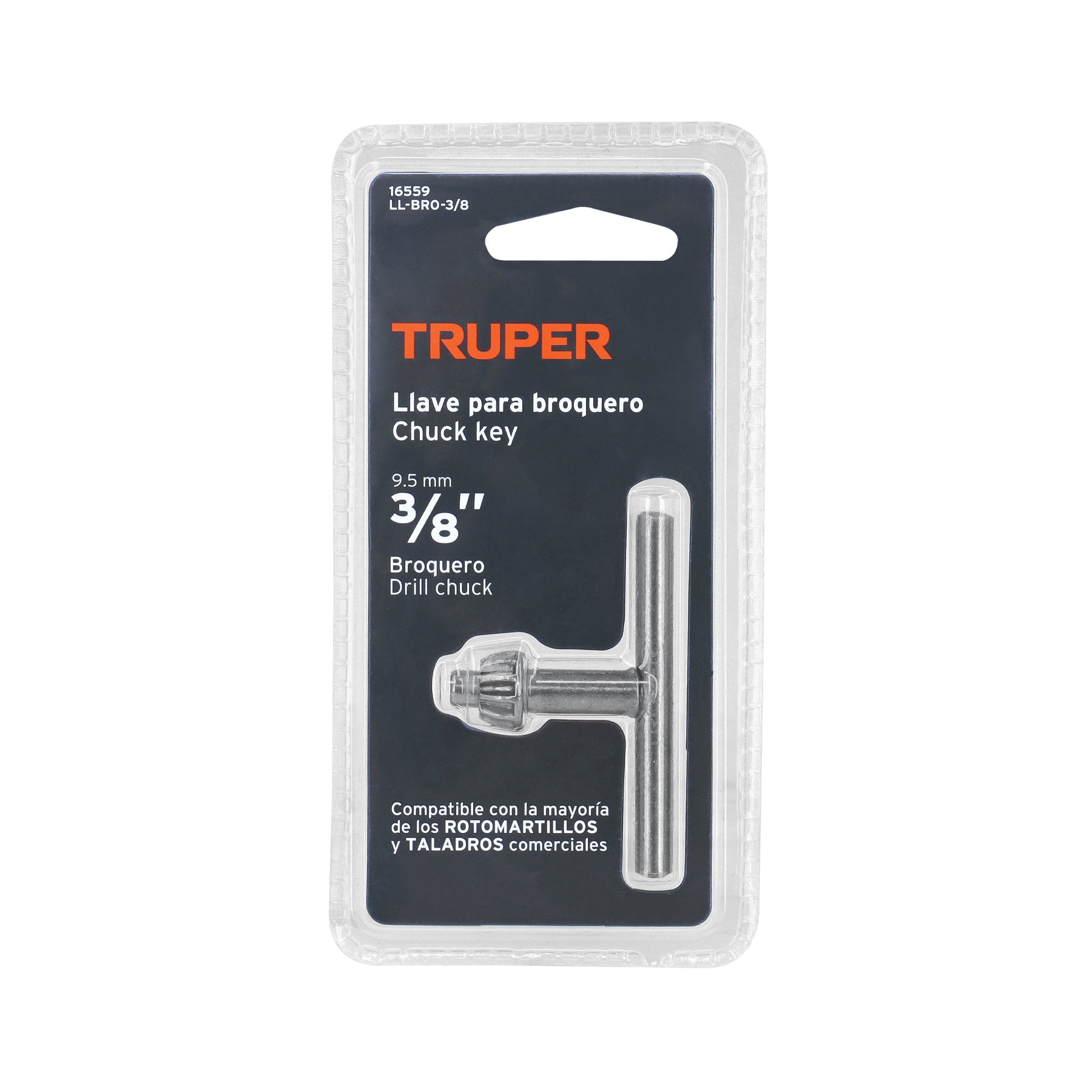 Truper LL-BRO-3/8, Llave para broquero fabricada en acero, 3/8″