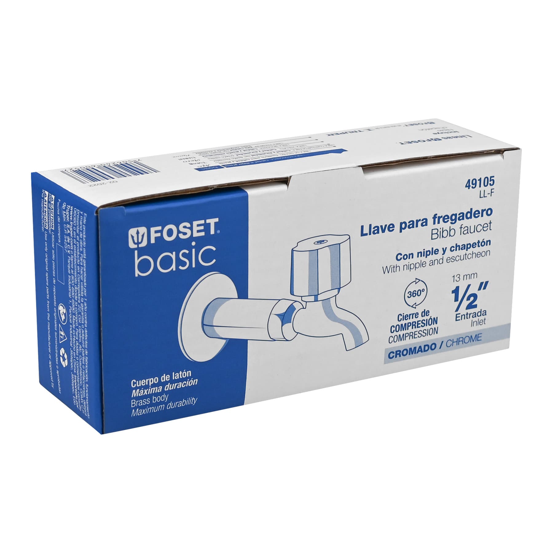 Foset LL-F, Llave para fregadero con niple y chapetón, Basic