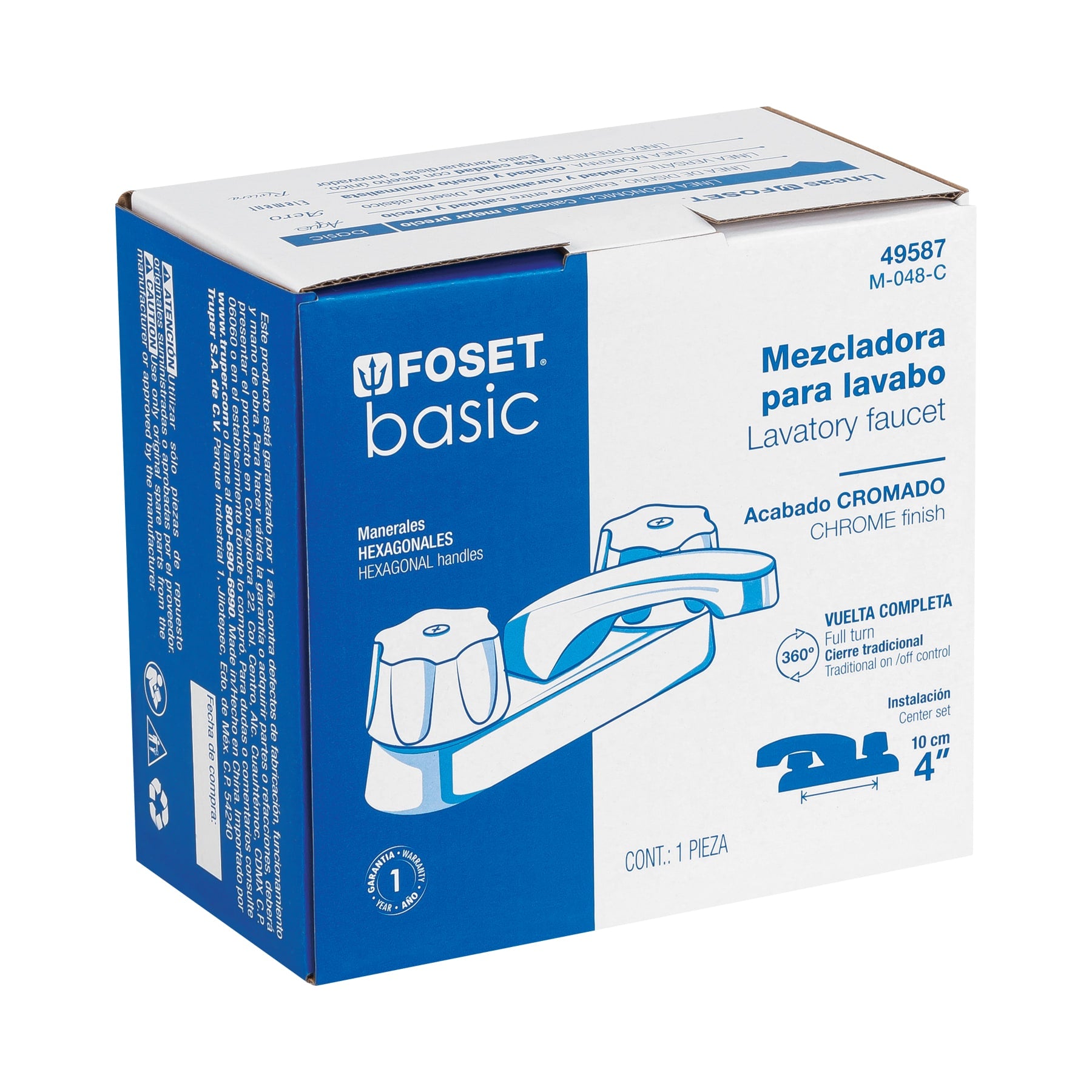 Foset Basic M-048-C, Mezcladora para lavabo, cierre compresión
