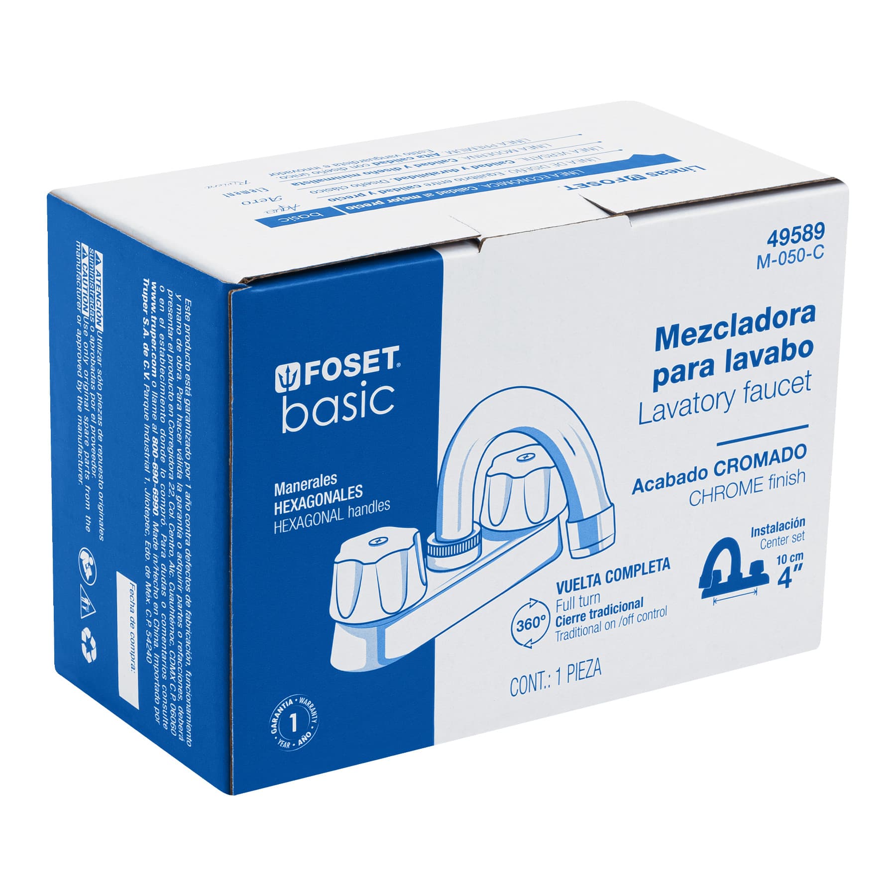 Foset Basic M-050-C, Mezcladora para lavabo, cuello curvo, compresión