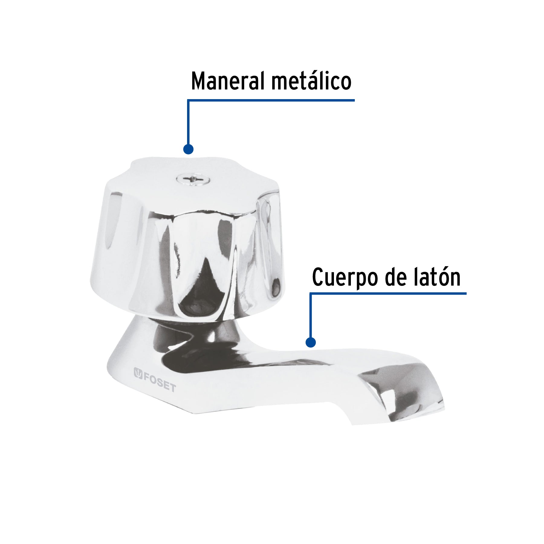 Foset Basic M-142, Llave individual para lavabo maneral metálico