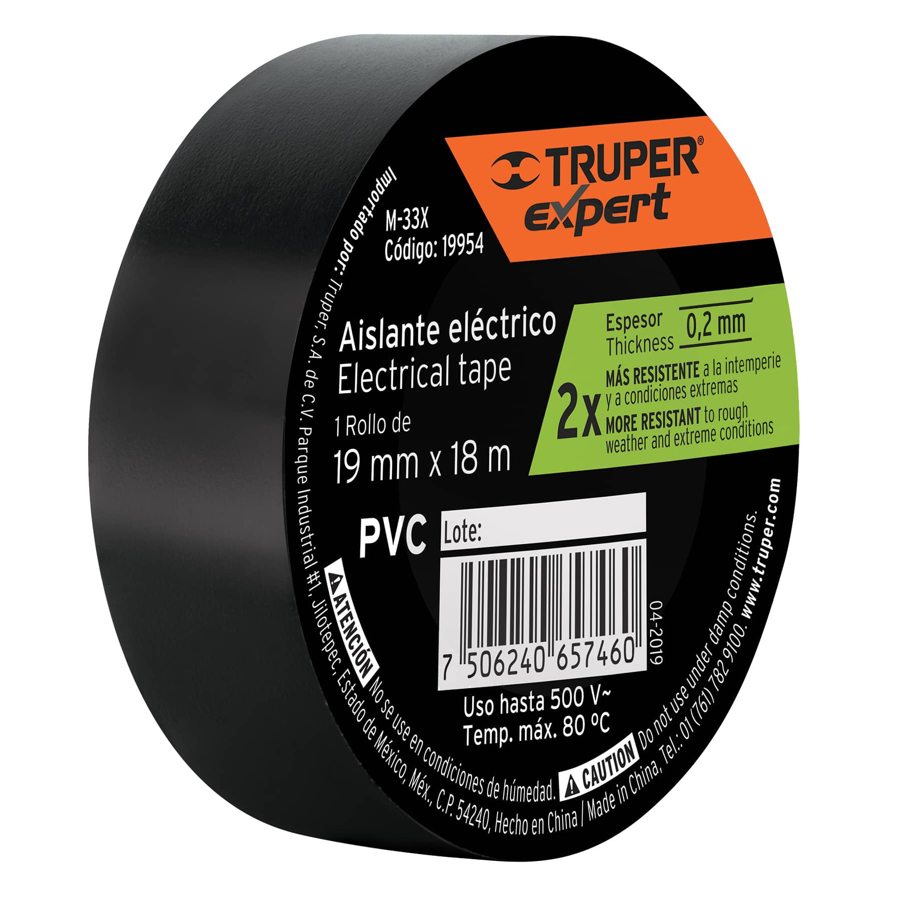 Truper M-33X, Cinta de aislar 19mm x 18m Truper Expert