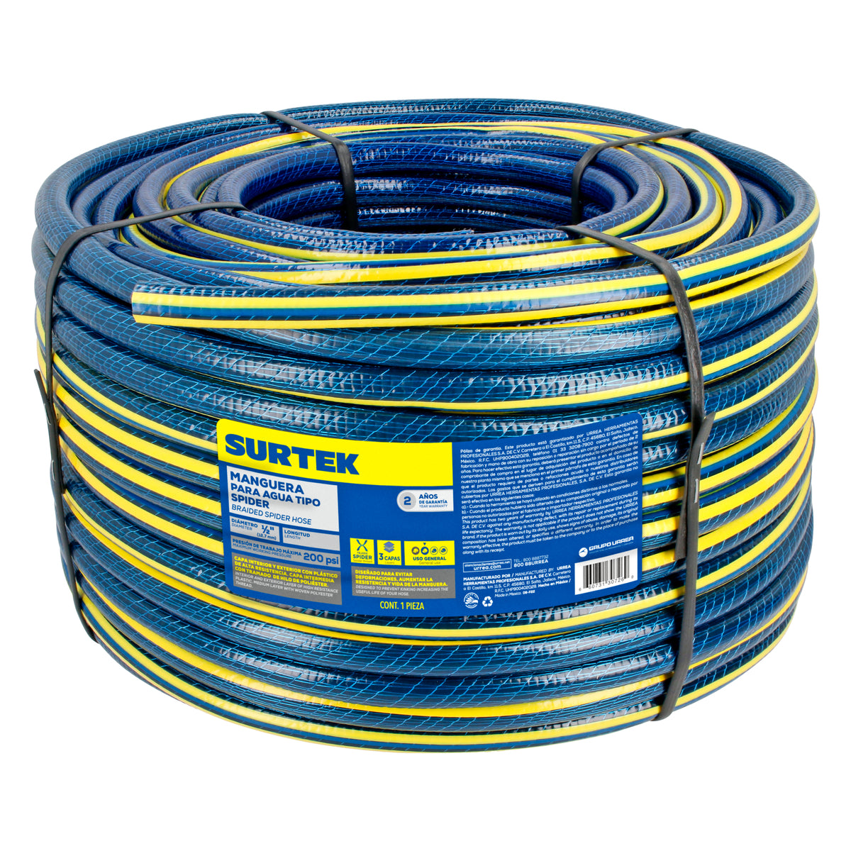 Manguera para jardín tejido spider en rollo 1/2", 50 m Surtek