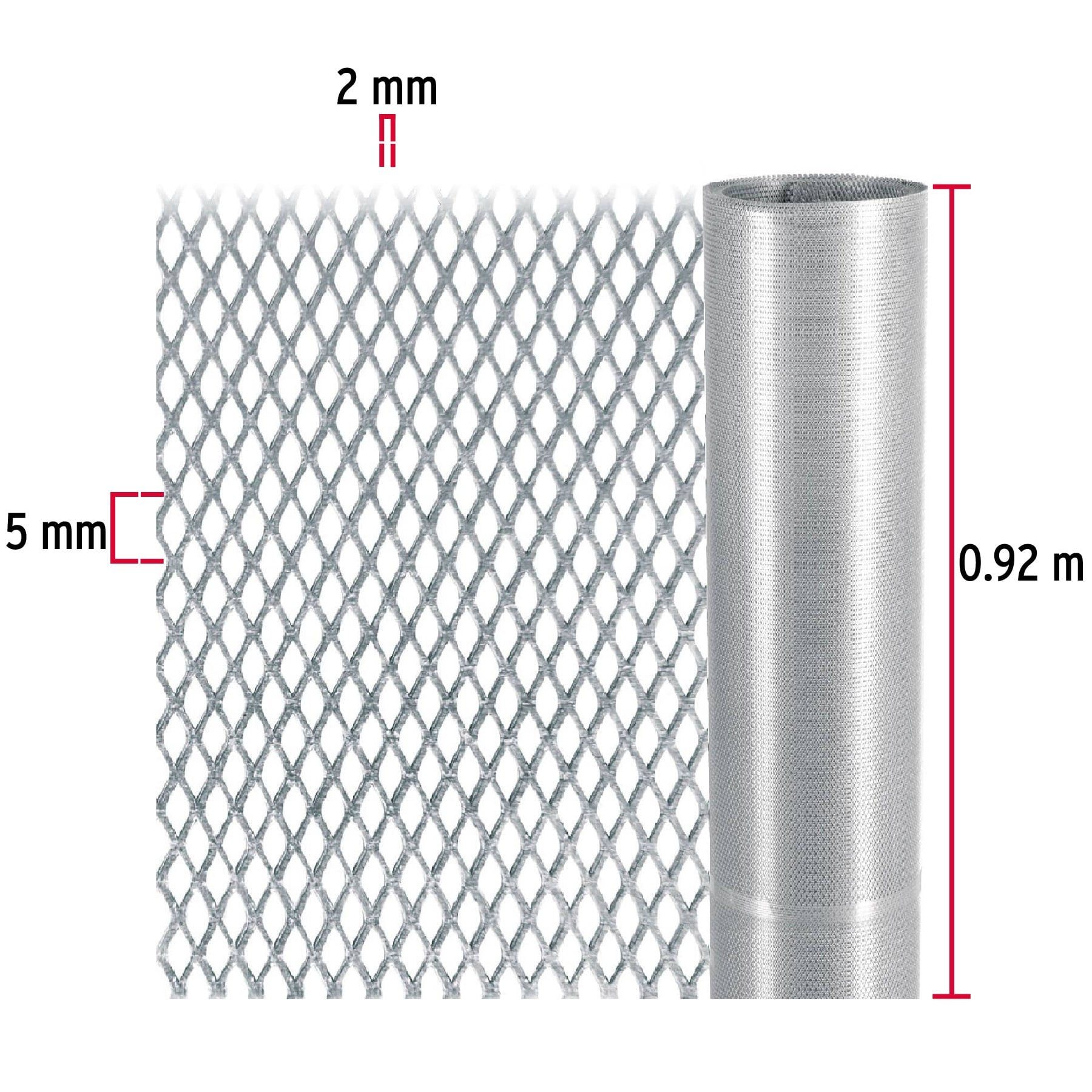 Fiero MAMO-09, Rollo de 11 m x 0.92 m malla mosquitera de acero galvanizado
