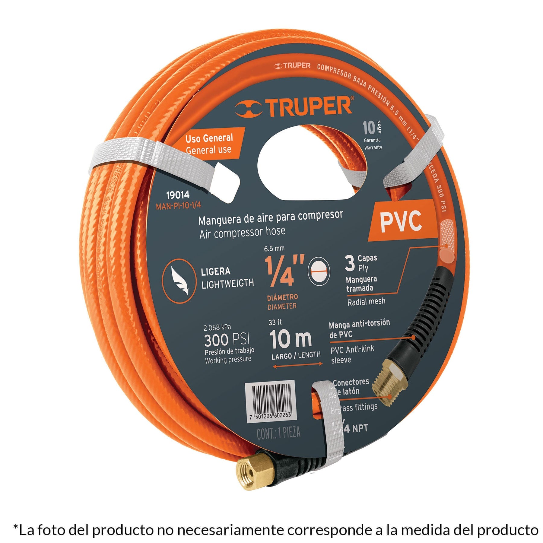 Truper MAN-PI-10-3/8, Manguera para compresor de PVC 10m x 3/8″