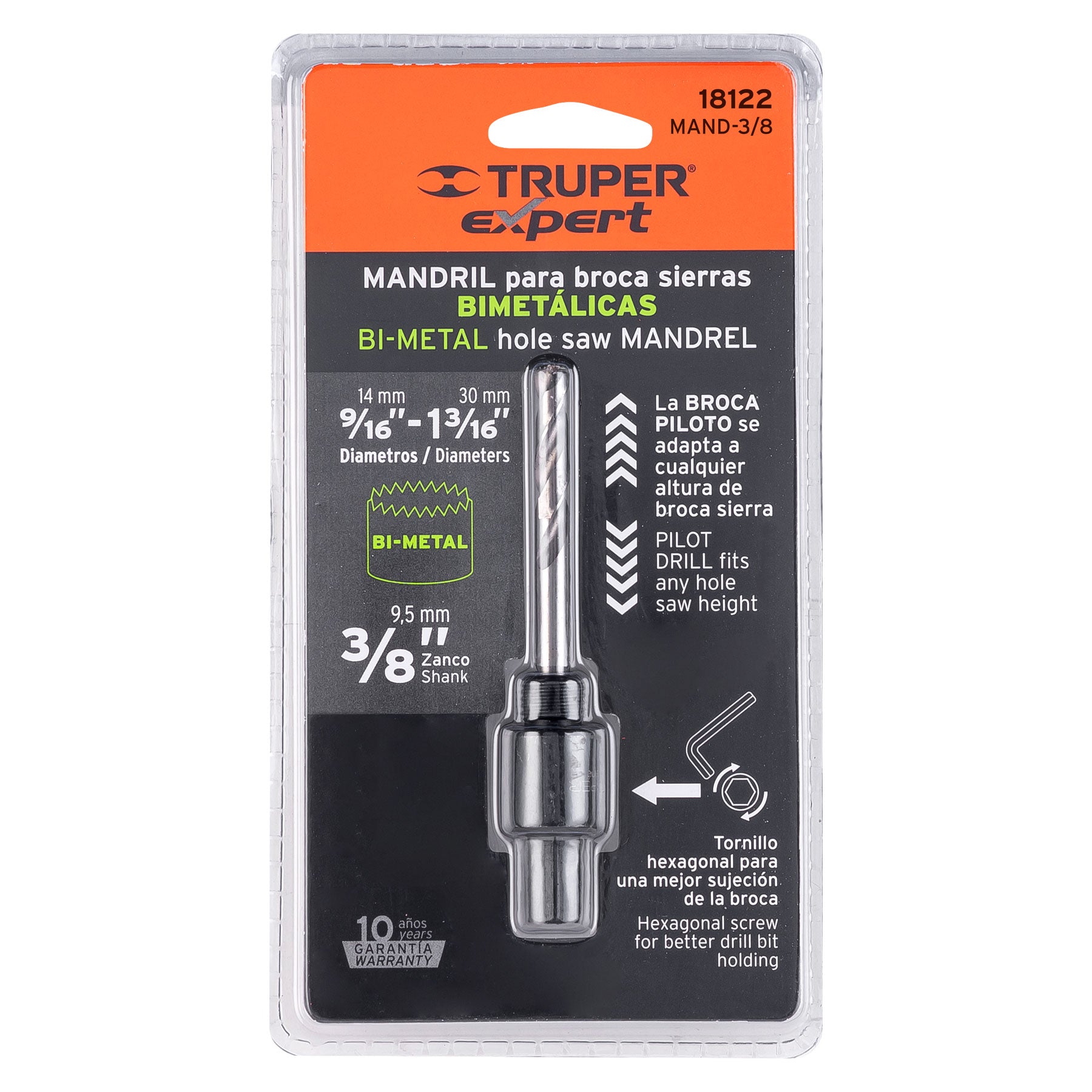 Truper MAND-3/8, Mandril para brocasierras bimetálicas 3/8″