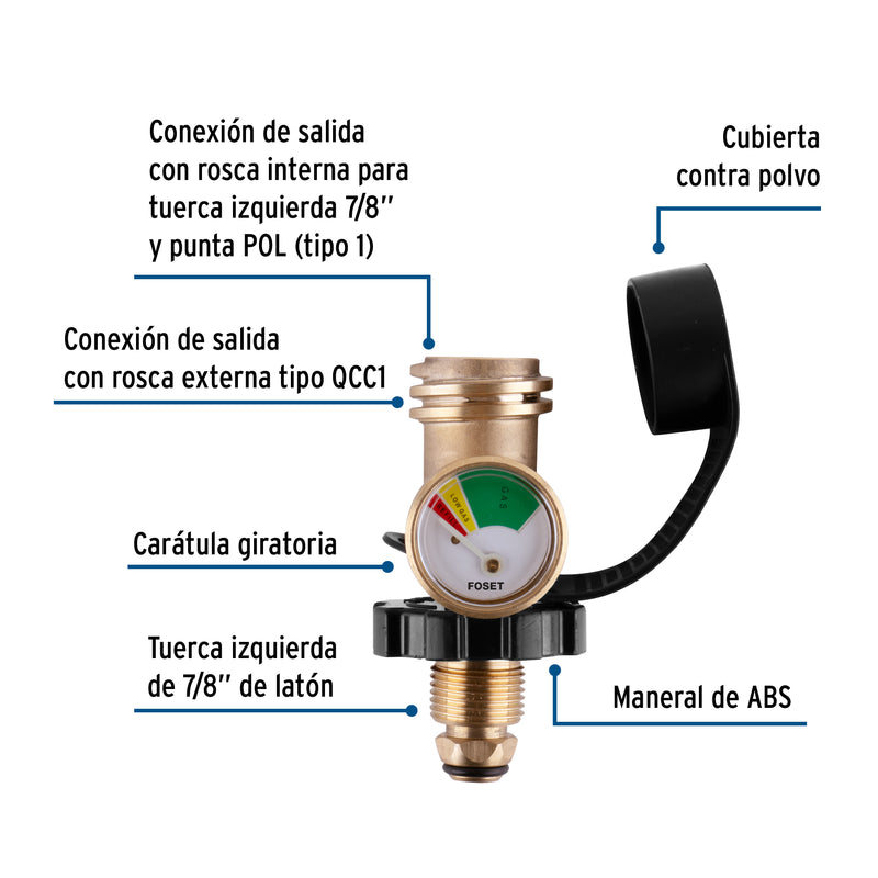 Indicador de nivel de llenado para cilindro de gas, FOSET MANO-1G - Carzamo.com