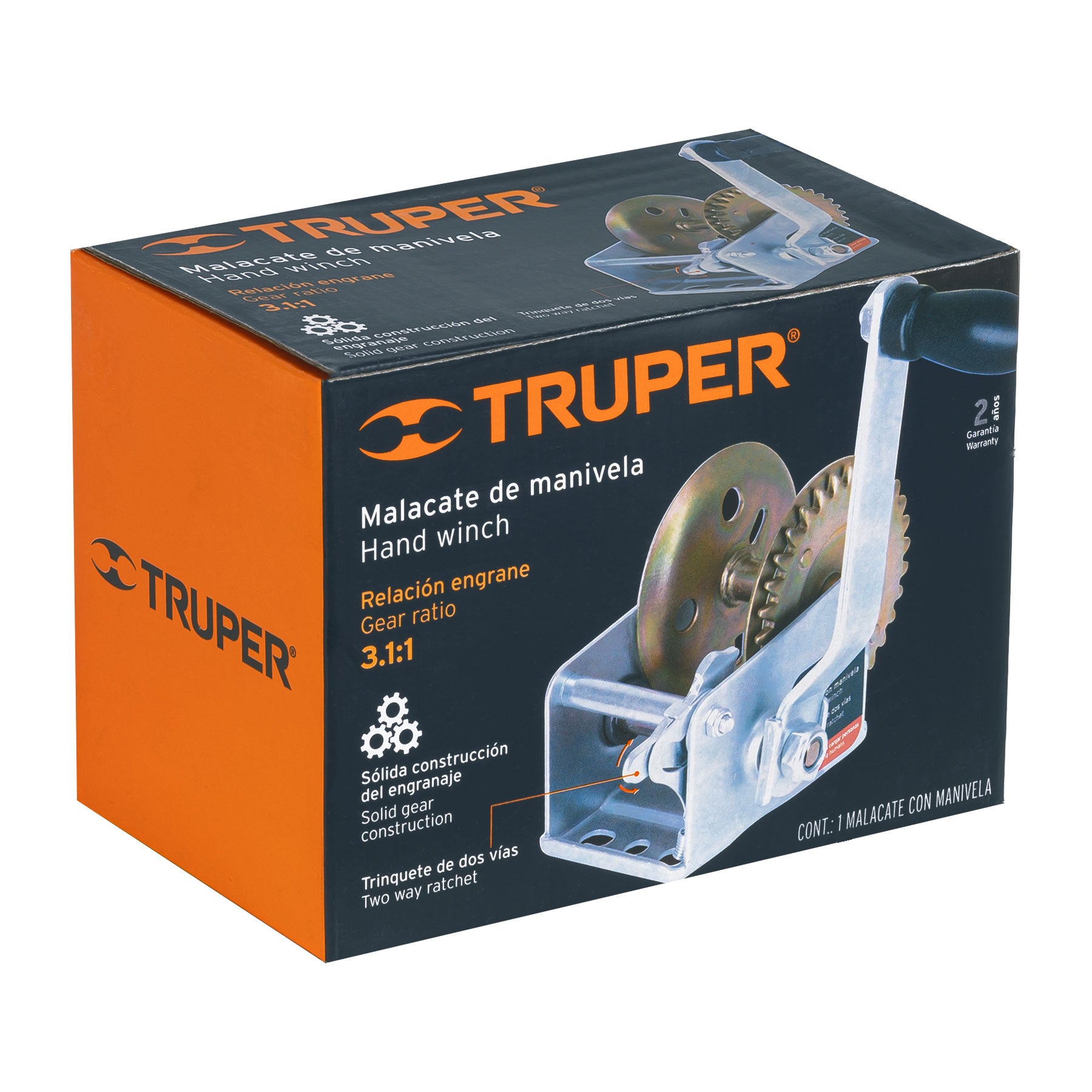 Truper MAW-27, Malacate con manivela para remolque, 270 kgs