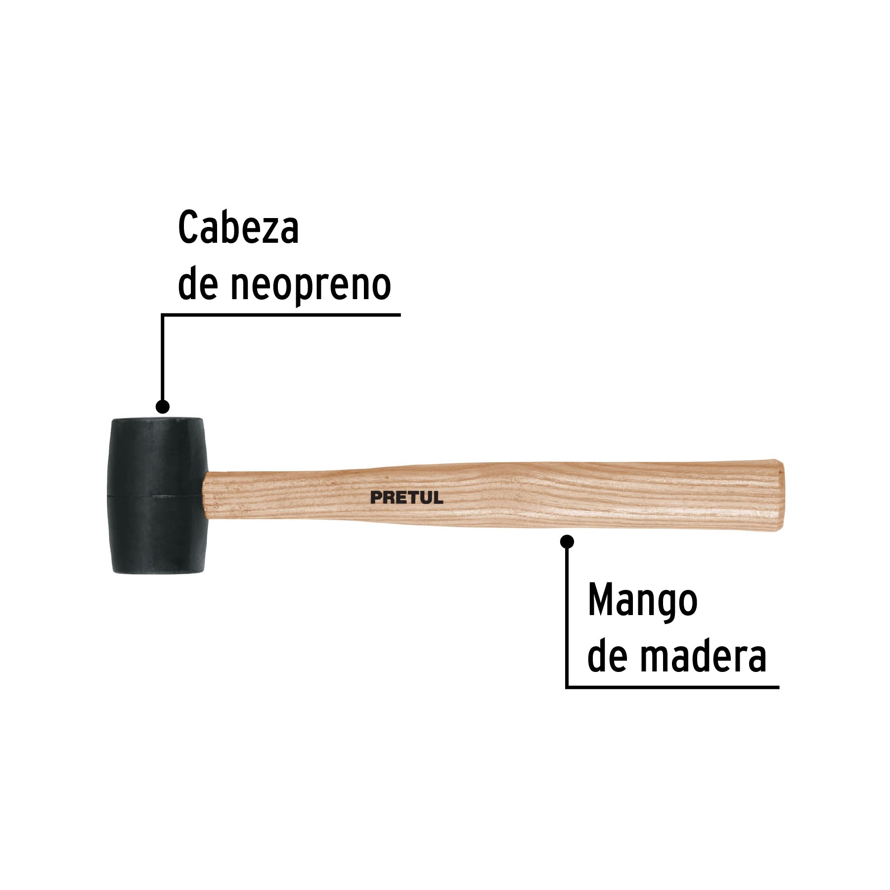 Pretul MH-8P, Mazo de hule, 8 oz, Pretul, neopreno
